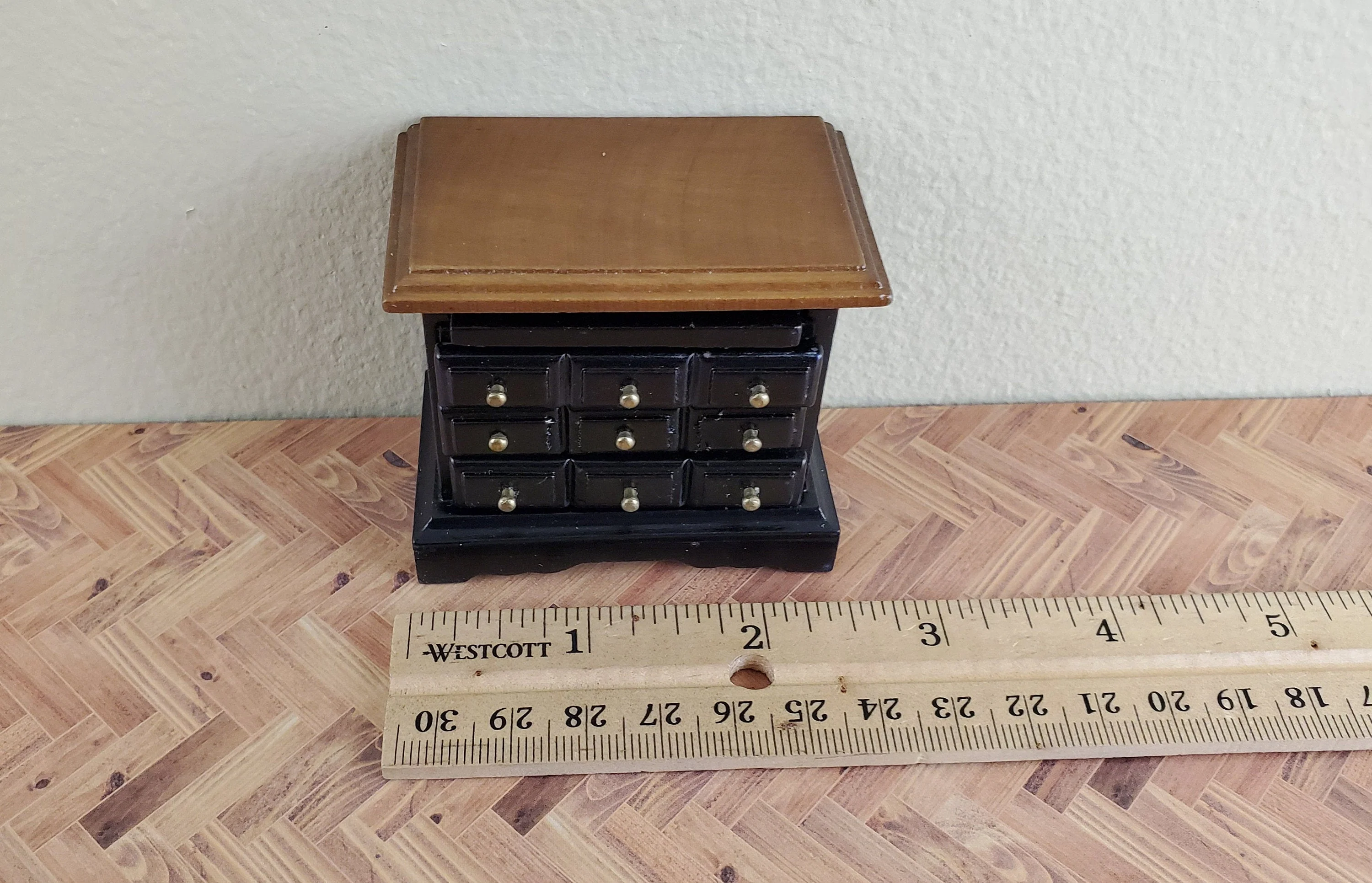 Dollhouse Side Table or Nightstand Black with Drawers 1:12 Scale Miniature Furniture - Image 4
