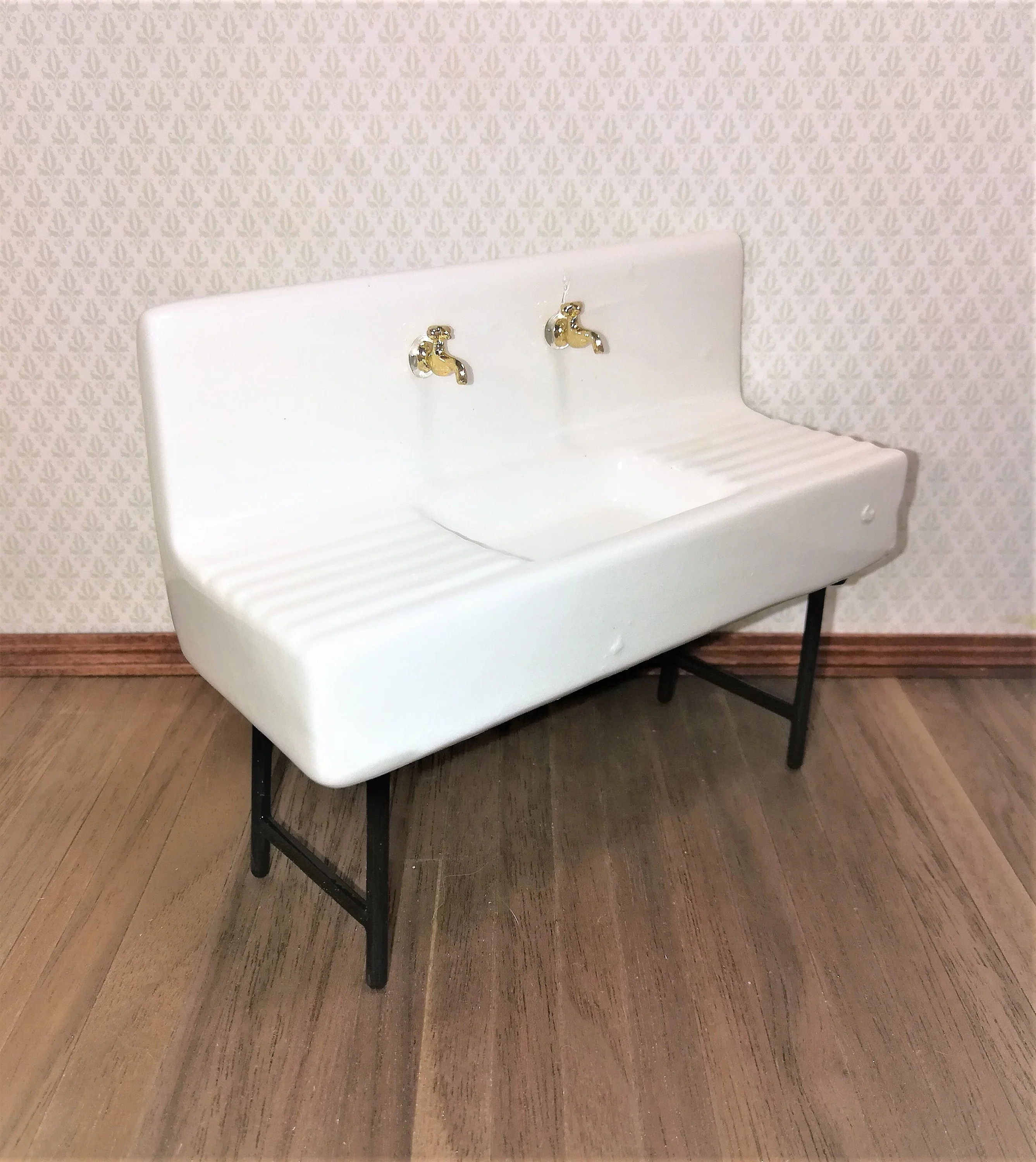 Dollhouse Miniature Sink White Ceramic Kitchen or Utility Room 1:12 Scale - Image 2
