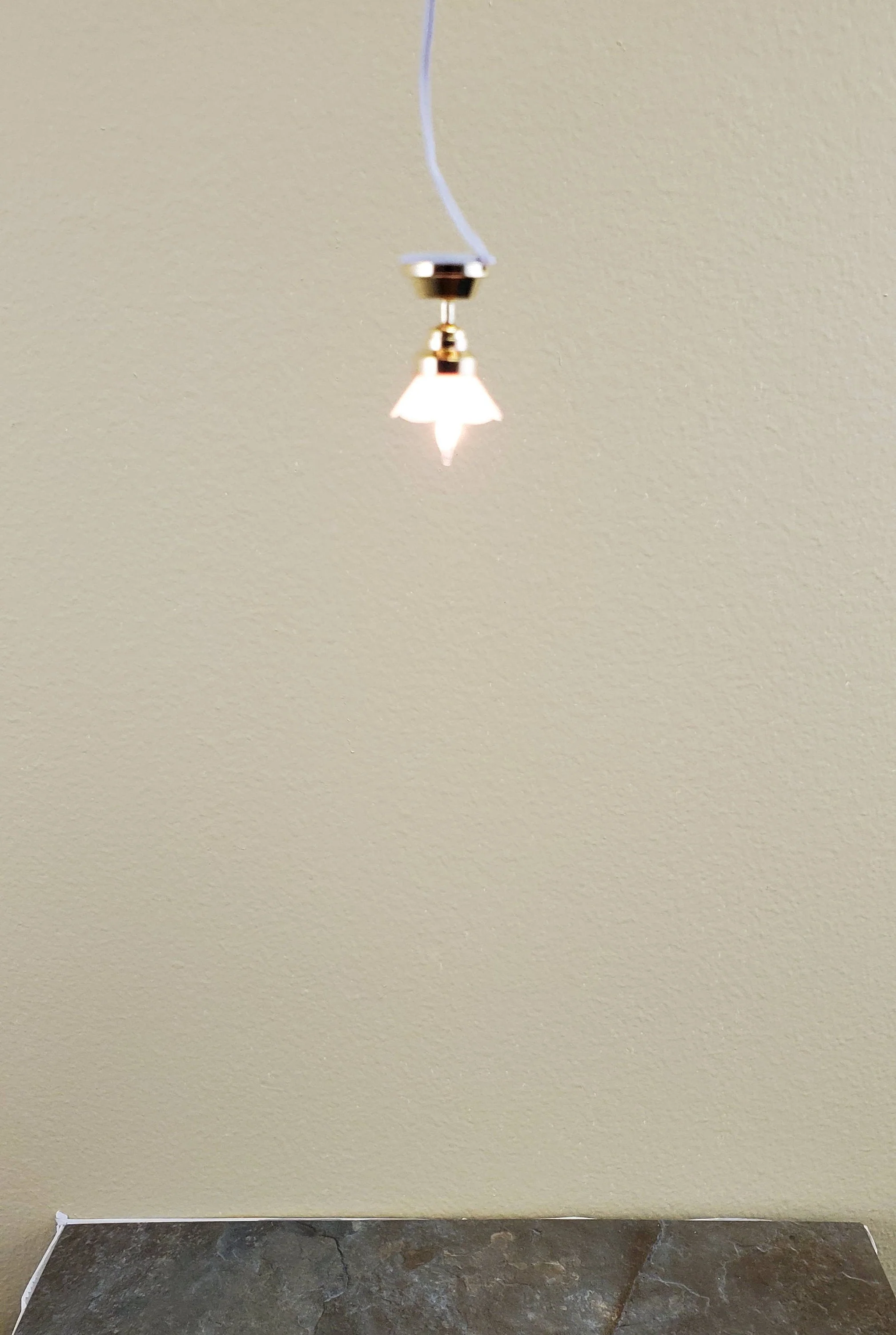 Dollhouse Miniature Small Ceiling Light Flower Shade 12 Volt w/ Plug 1:12 Scale - Image 3