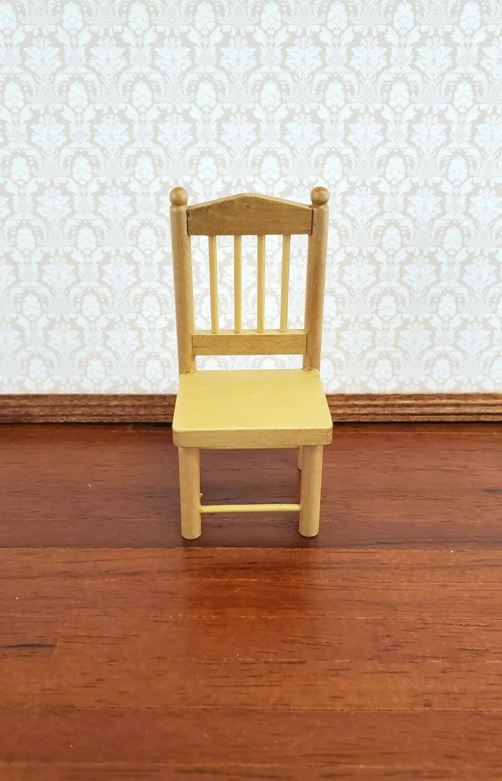 Dollhouse Miniature Small Chair Light Oak Wood 1:12 Scale 3 1/4" tall - Image 3