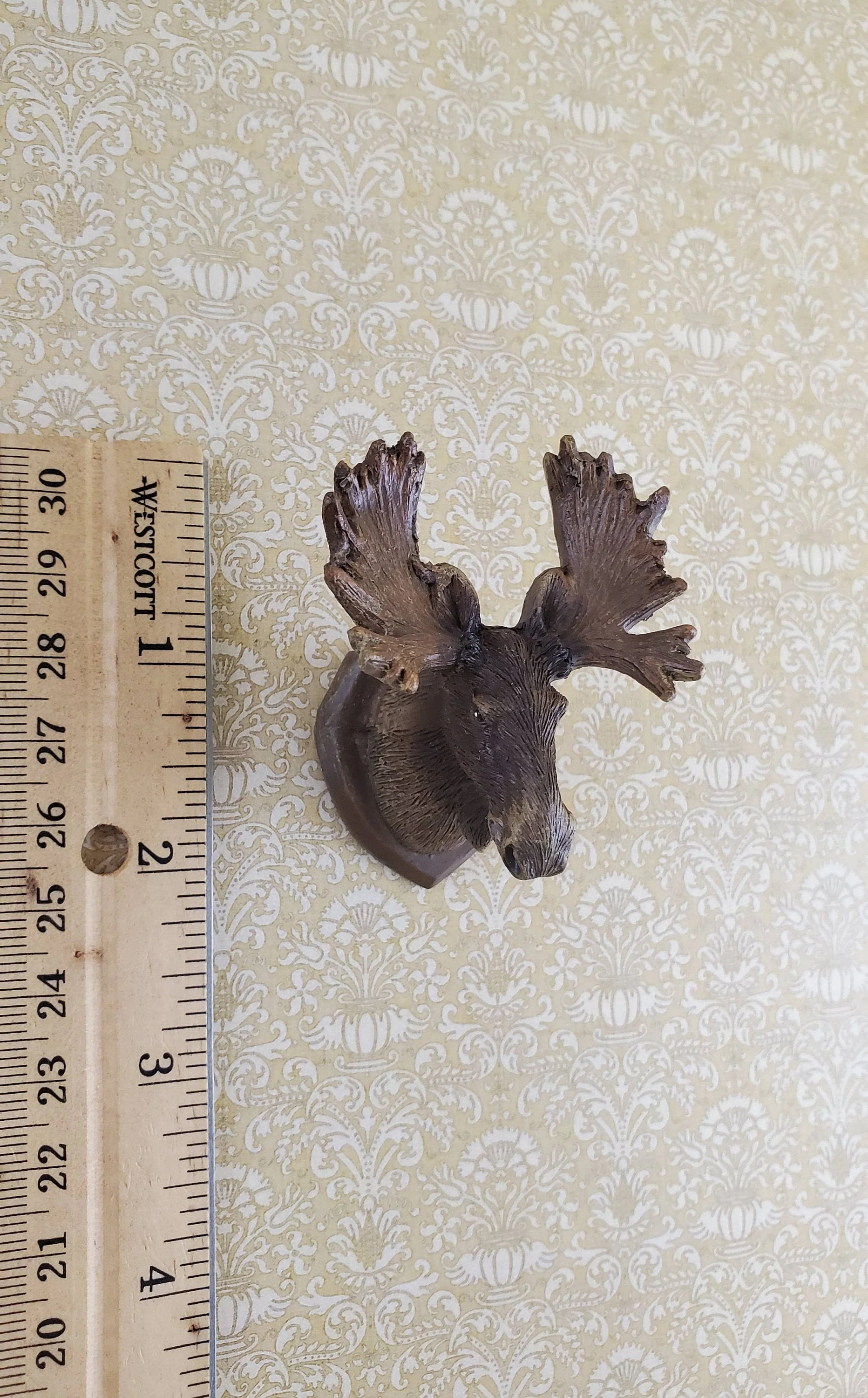 Dollhouse Miniature Small Moose Head Wall Trophy Mounted 1:12 or 1:24 Scale Reutter - Image 4