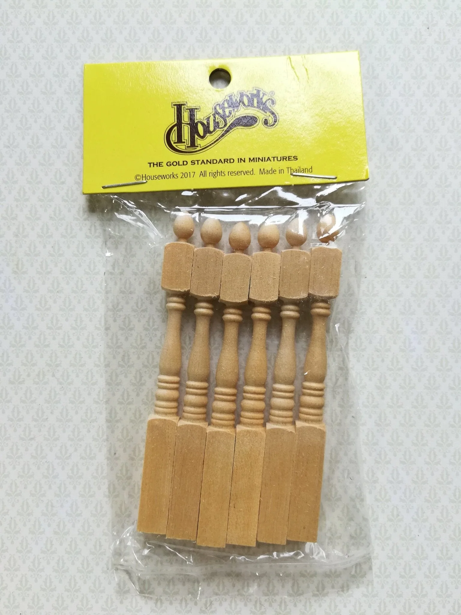 Dollhouse Miniature Spindles Newel Posts Wood 6 Pieces 1:12 Scale 3 1/2" Long - Image 2