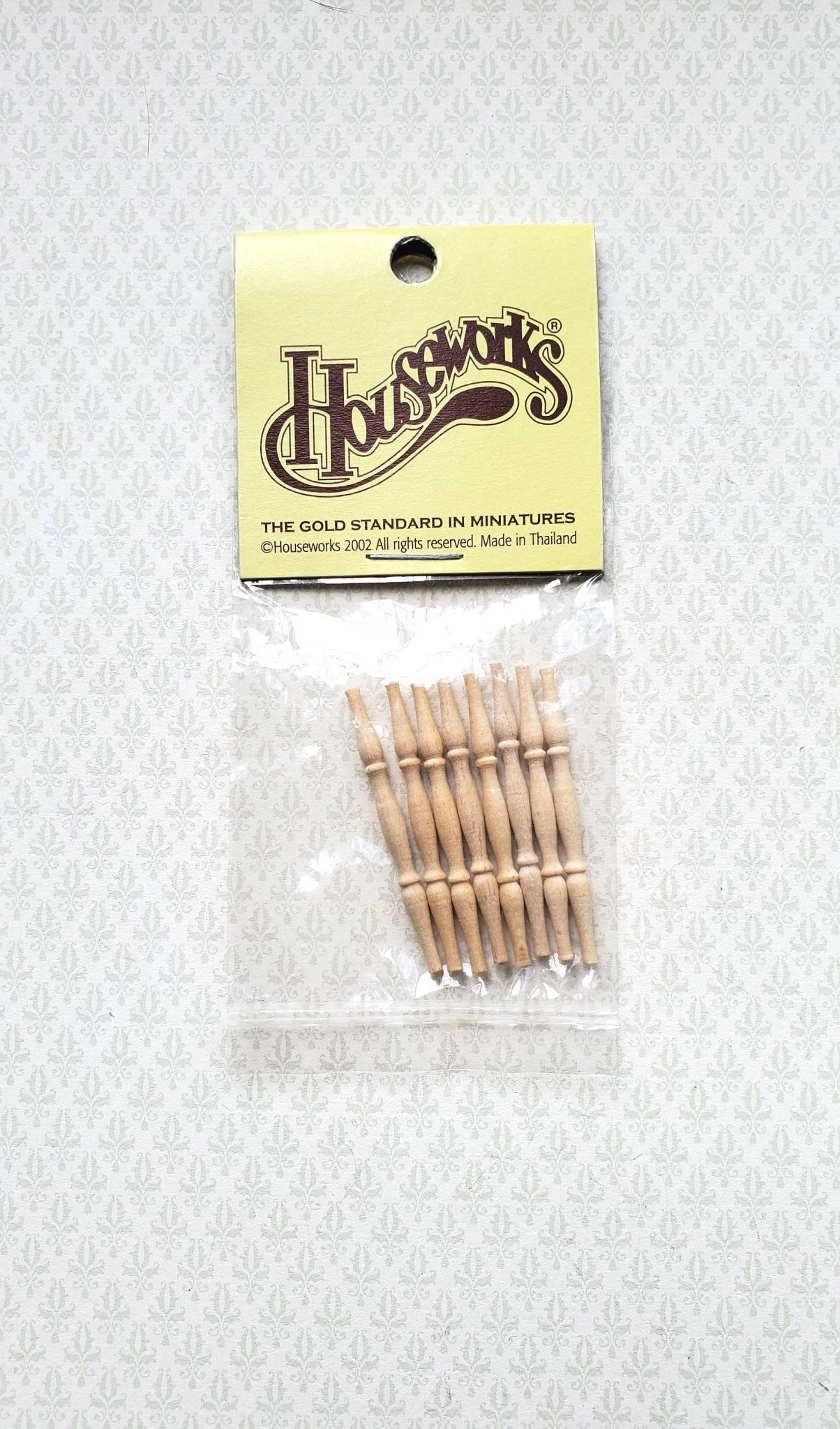 Dollhouse Miniature Spindles Small Wood Houseworks 12025 8 Pieces 1:12 Scale 1 1/2" Long