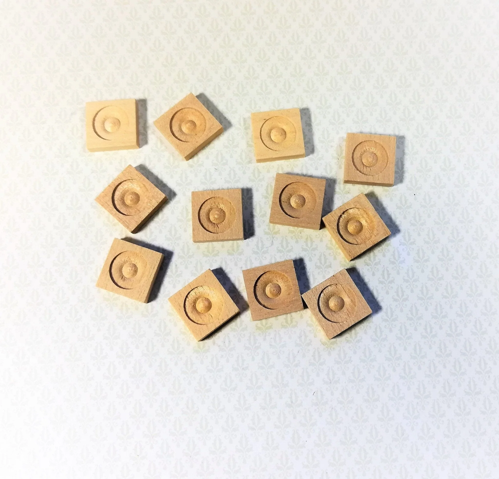 Dollhouse Miniature Square Corner Head Blocks 12 Pieces Wood 1:12 Scale Building