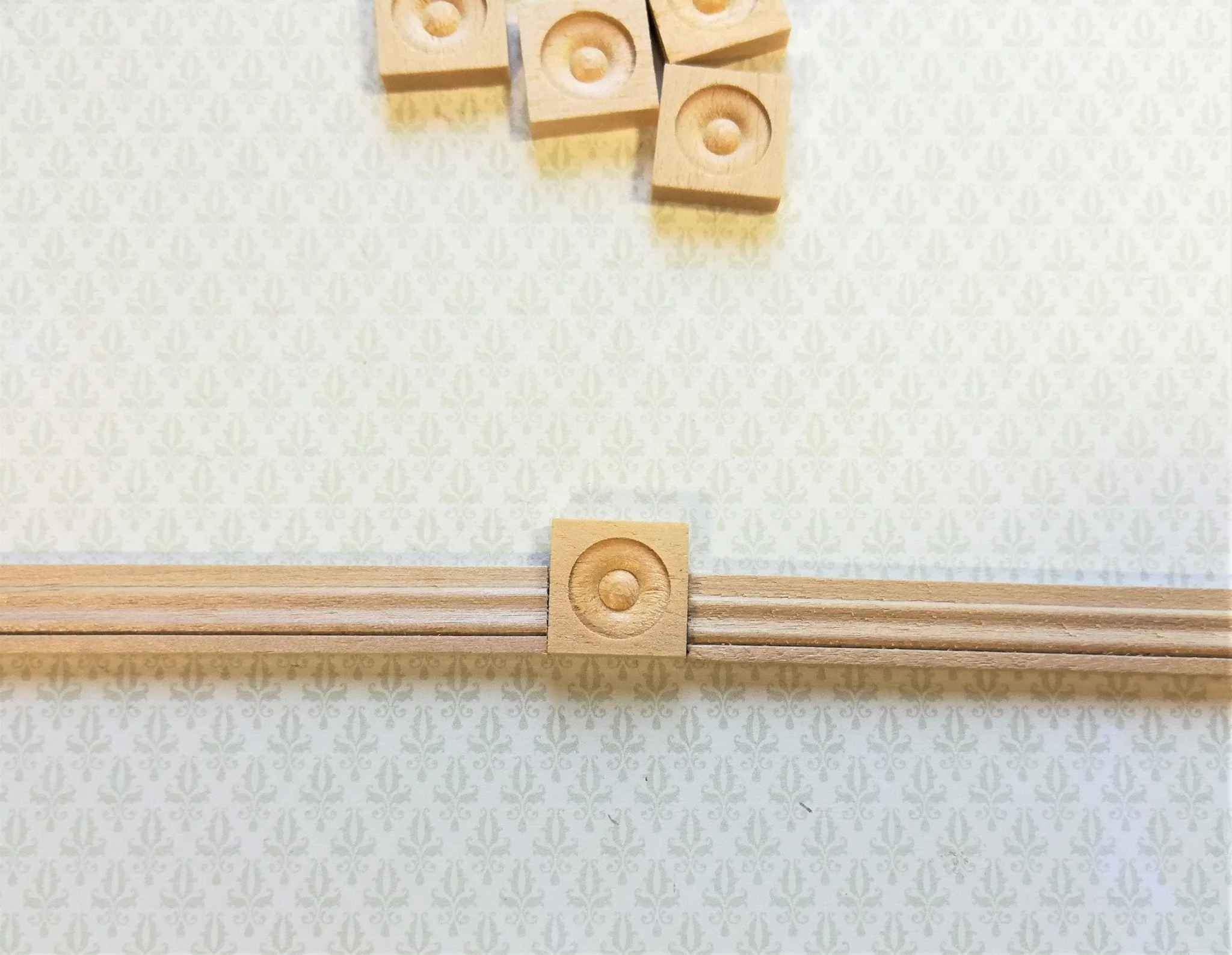 Dollhouse Miniature Square Corner Head Blocks 12 Pieces Wood 1:12 Scale Building - Image 2