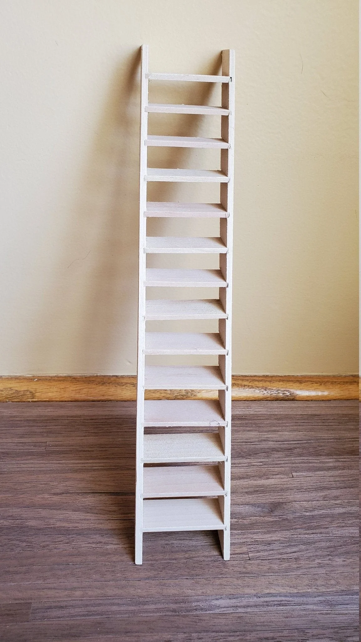 Dollhouse Miniature Stairs Stairway Simple Tall Narrow Wood Unfinished 1:12 Scale 10" x 2" - Image 2