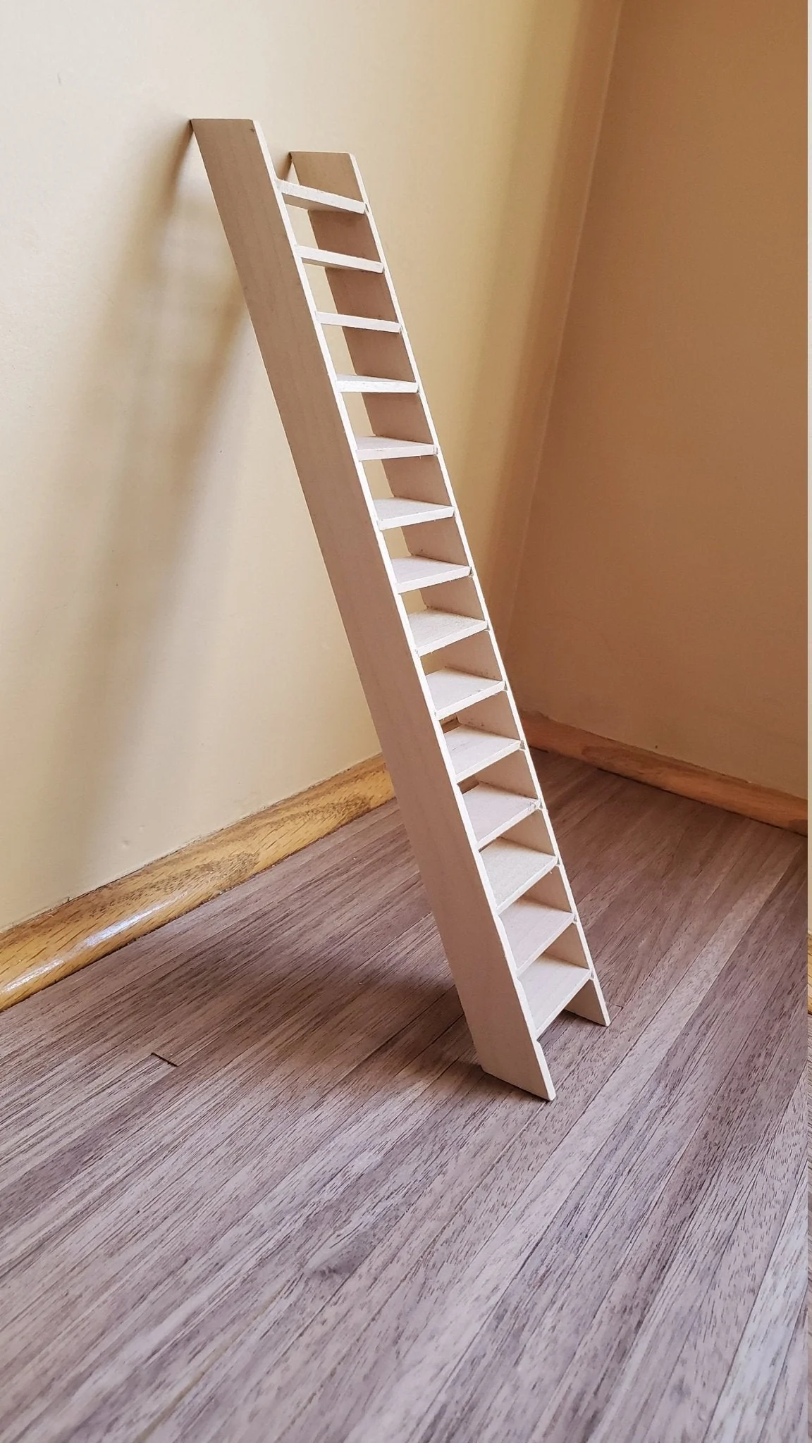 Dollhouse Miniature Stairs Stairway Simple Tall Narrow Wood Unfinished 1:12 Scale 10" x 2" - Image 3
