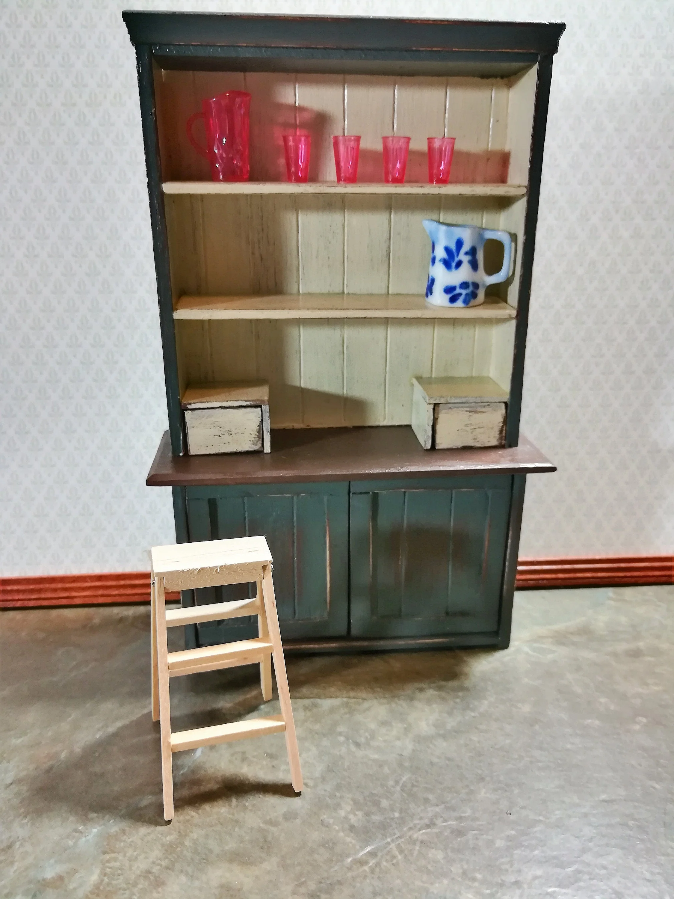 Dollhouse Miniature Step Ladder Short Wood Unpainted Wood DIY 1:12 Scale - Image 3