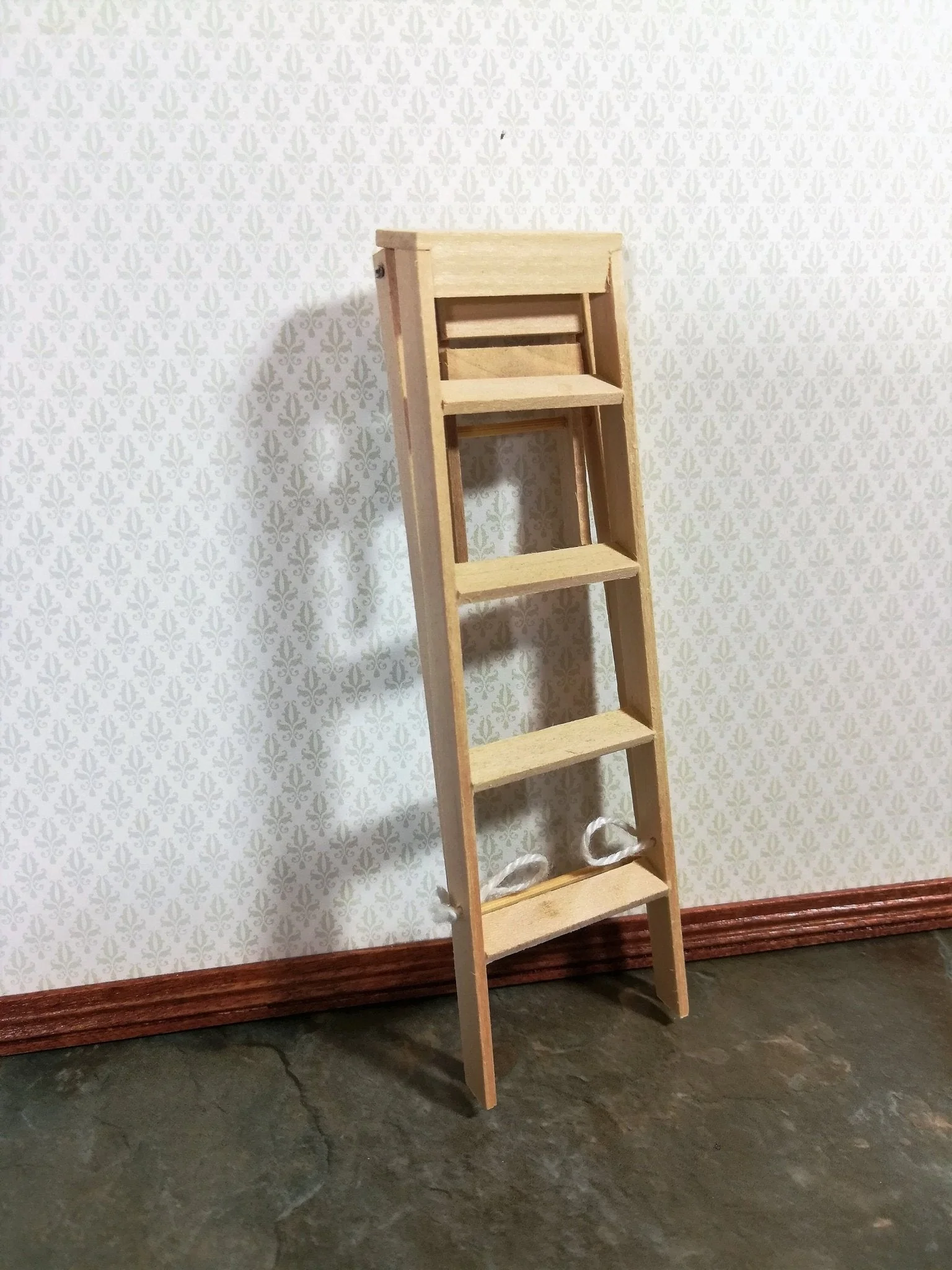 Dollhouse Miniature Step Ladder Tall Wood DIY 1:12 Scale Unfinished - Image 4