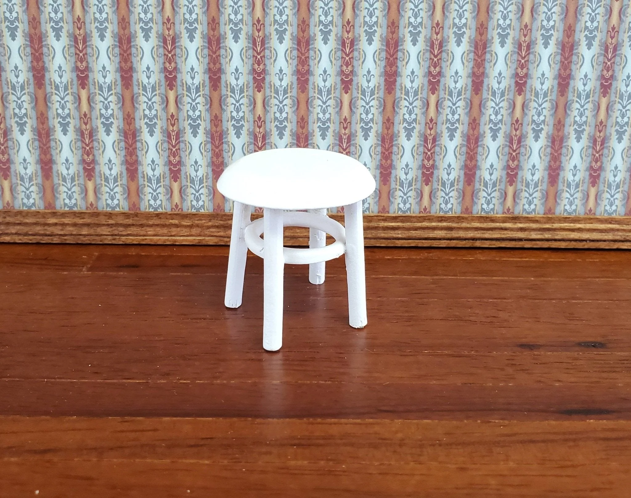 Dollhouse Miniature Step Stool Short White Wood 1:12 Scale Furniture 1 1/2"