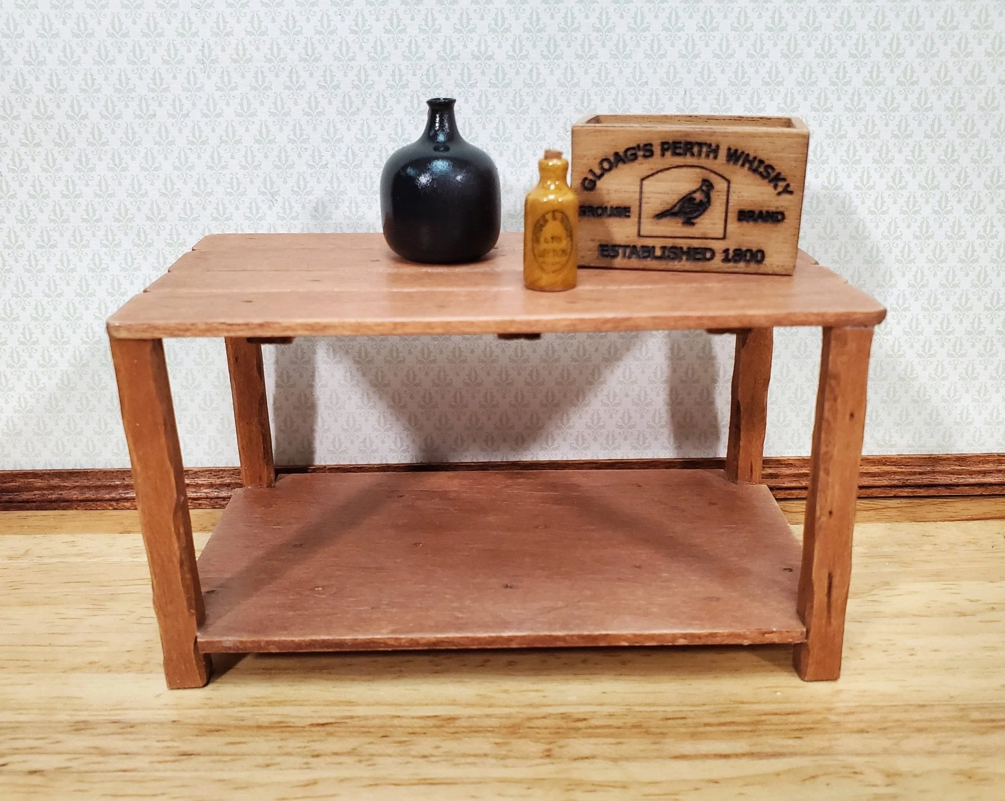 Dollhouse Miniature Stoneware Jug Brown with Cork Small Crock 1:12 Scale Handmade - Image 2