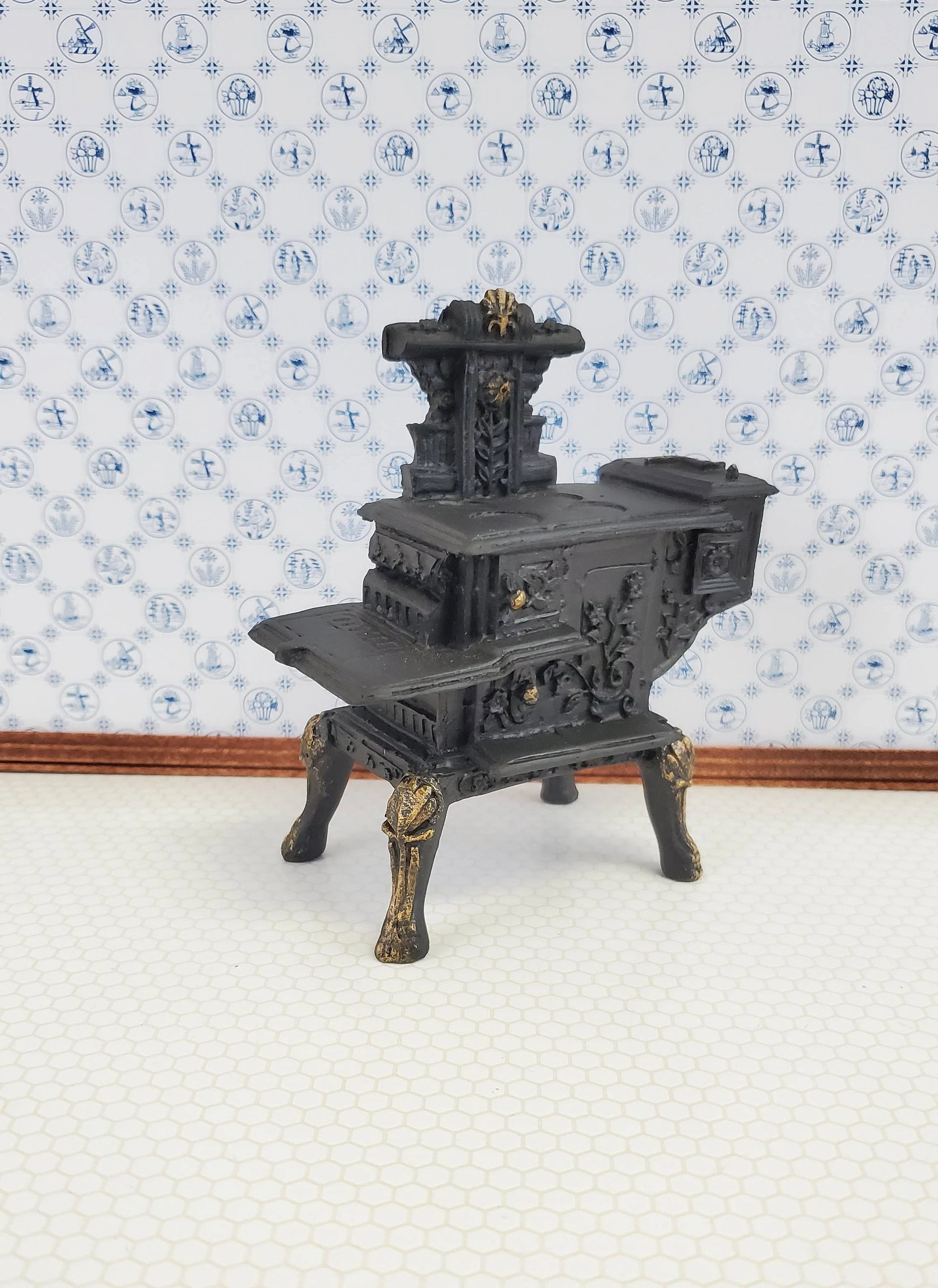 Dollhouse Miniature Stove Oven Small Victorian 1:12 Scale Kitchen Cast Resin - Image 2
