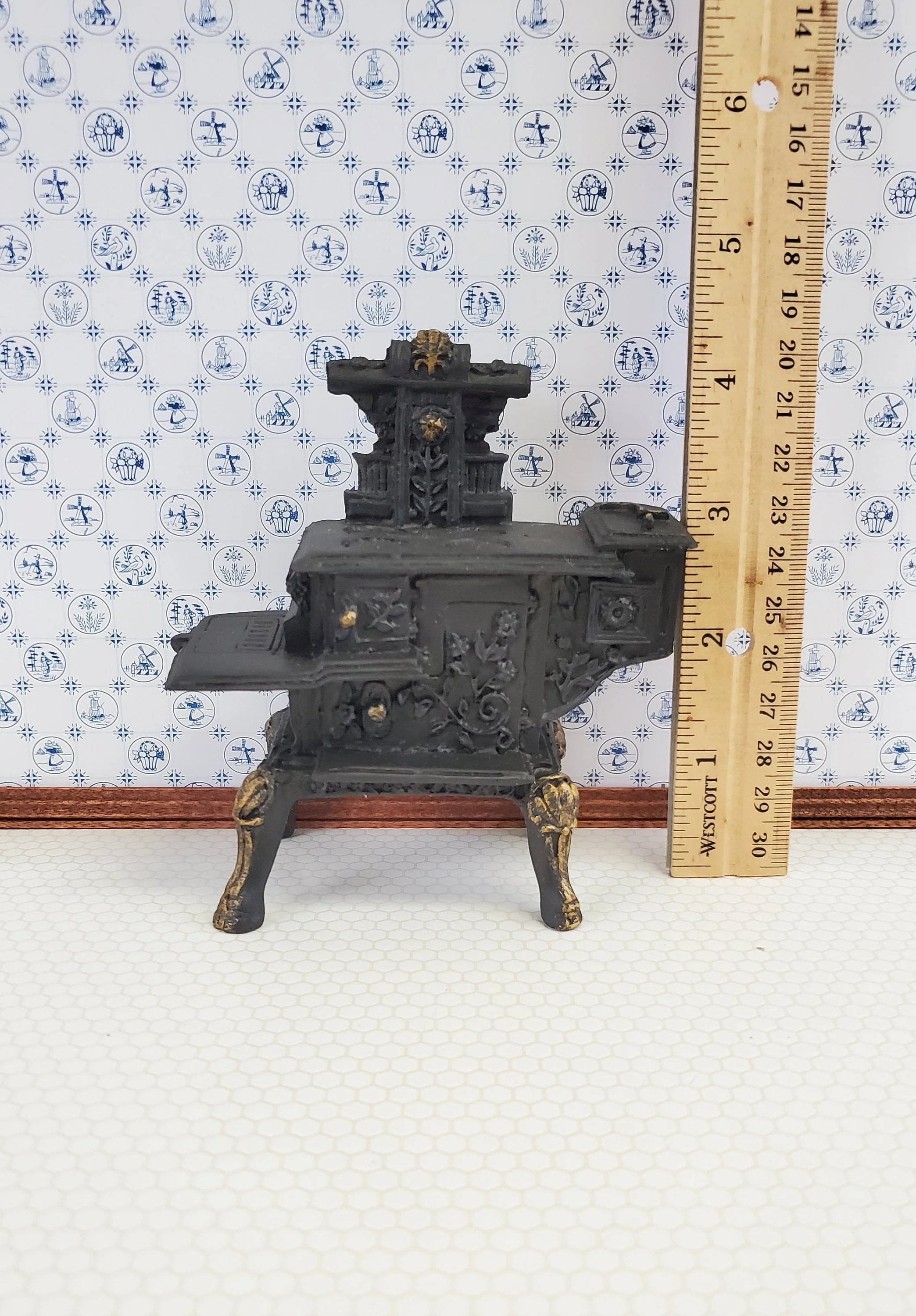 Dollhouse Miniature Stove Oven Small Victorian 1:12 Scale Kitchen Cast Resin - Image 4