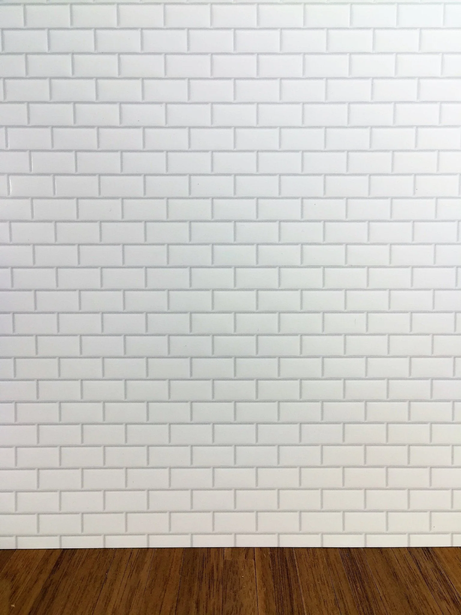 Dollhouse Subway Metro Wall Tile White Embossed Glossy Paper Use in 1:12 or 1/6 Scale
