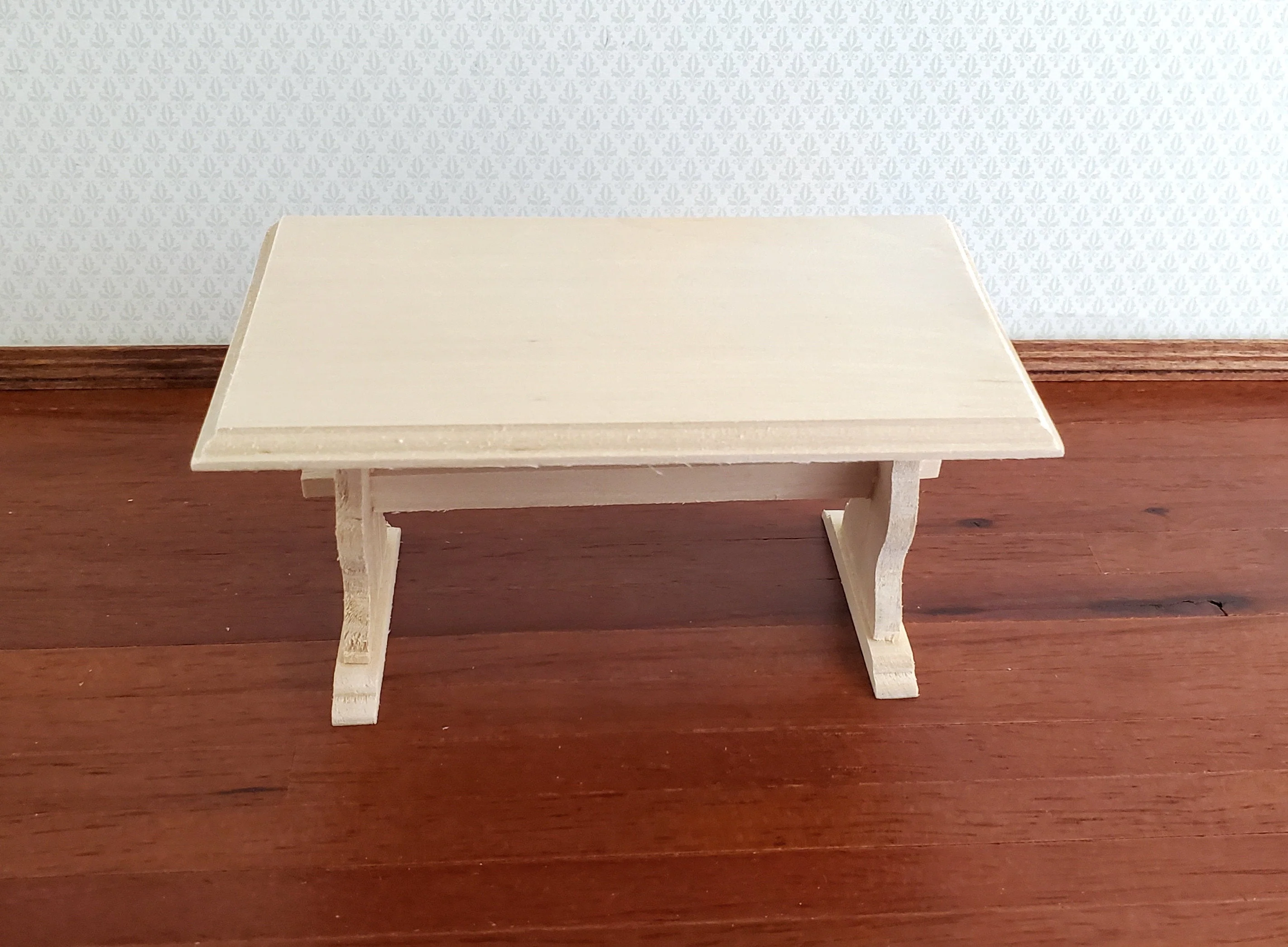 Dollhouse Miniature Table Country Kitchen or Dining Room 1:12 Scale Furniture Unpainted - Image 2