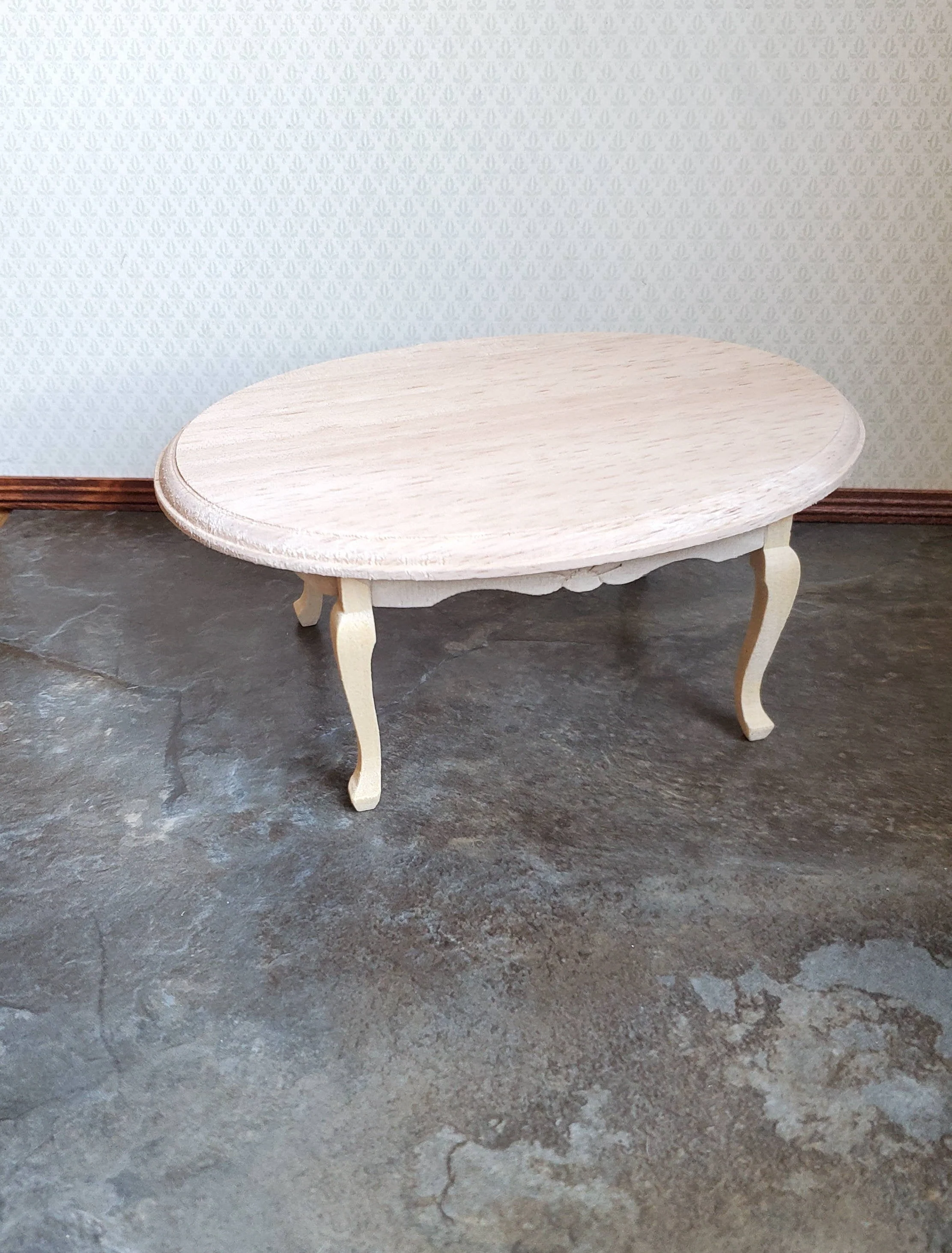 Dollhouse Miniature Table Oval Dining Room Unfinished 1:12 Scale 6"