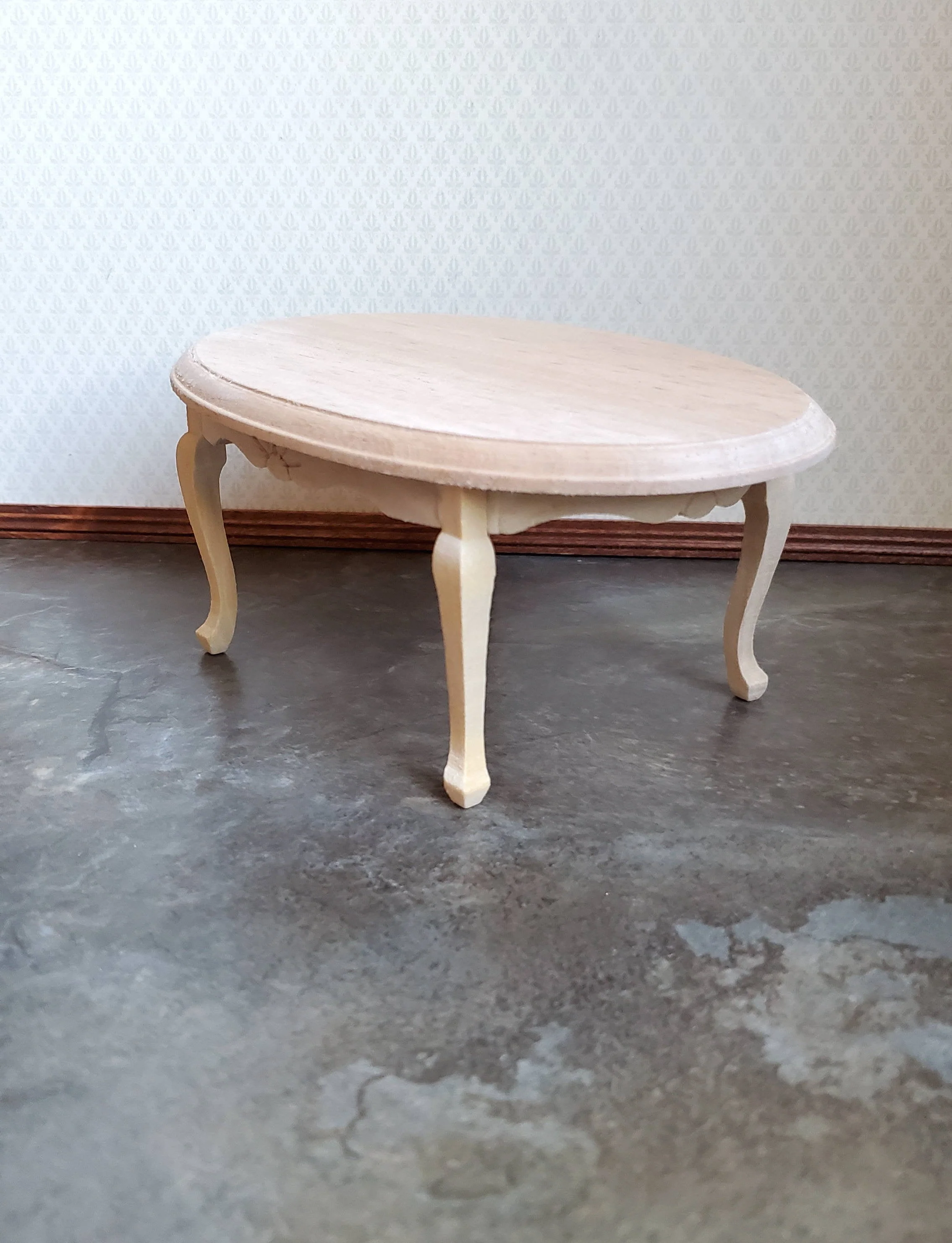 Dollhouse Miniature Table Oval Dining Room Unfinished 1:12 Scale 6" - Image 3