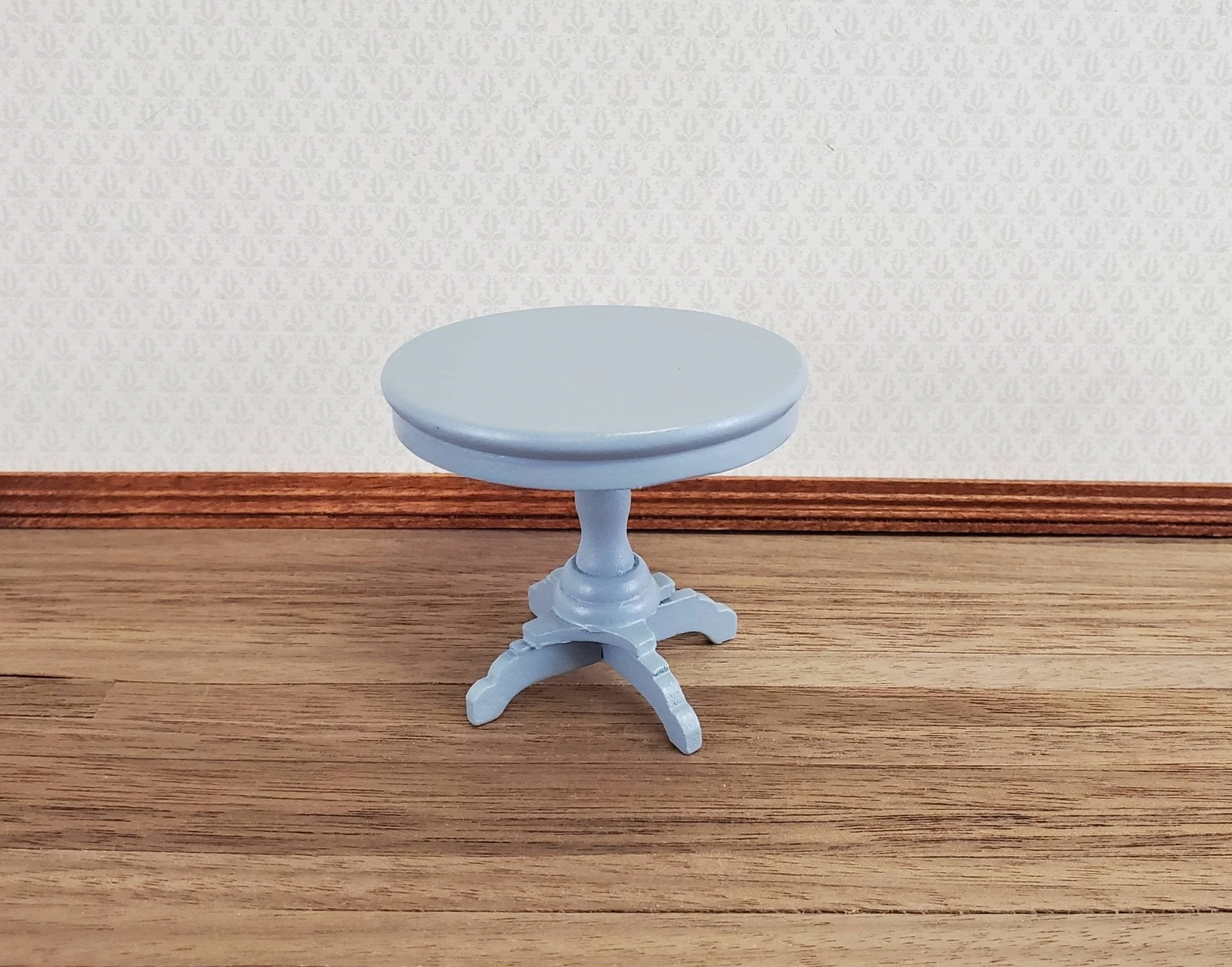 Dollhouse Miniature Table Small Round Side or End Table Gray 1:12 Scale Furniture