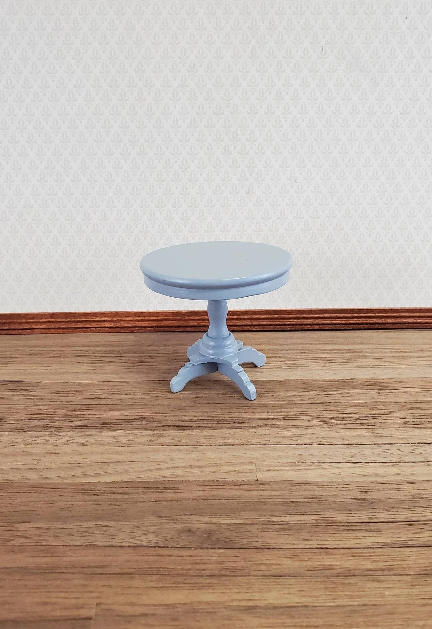 Dollhouse Miniature Table Small Round Side or End Table Gray 1:12 Scale Furniture - Image 2