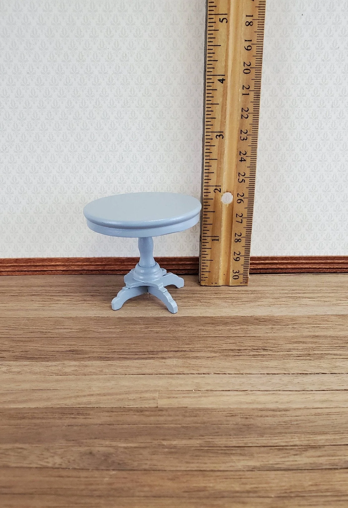 Dollhouse Miniature Table Small Round Side or End Table Gray 1:12 Scale Furniture - Image 3
