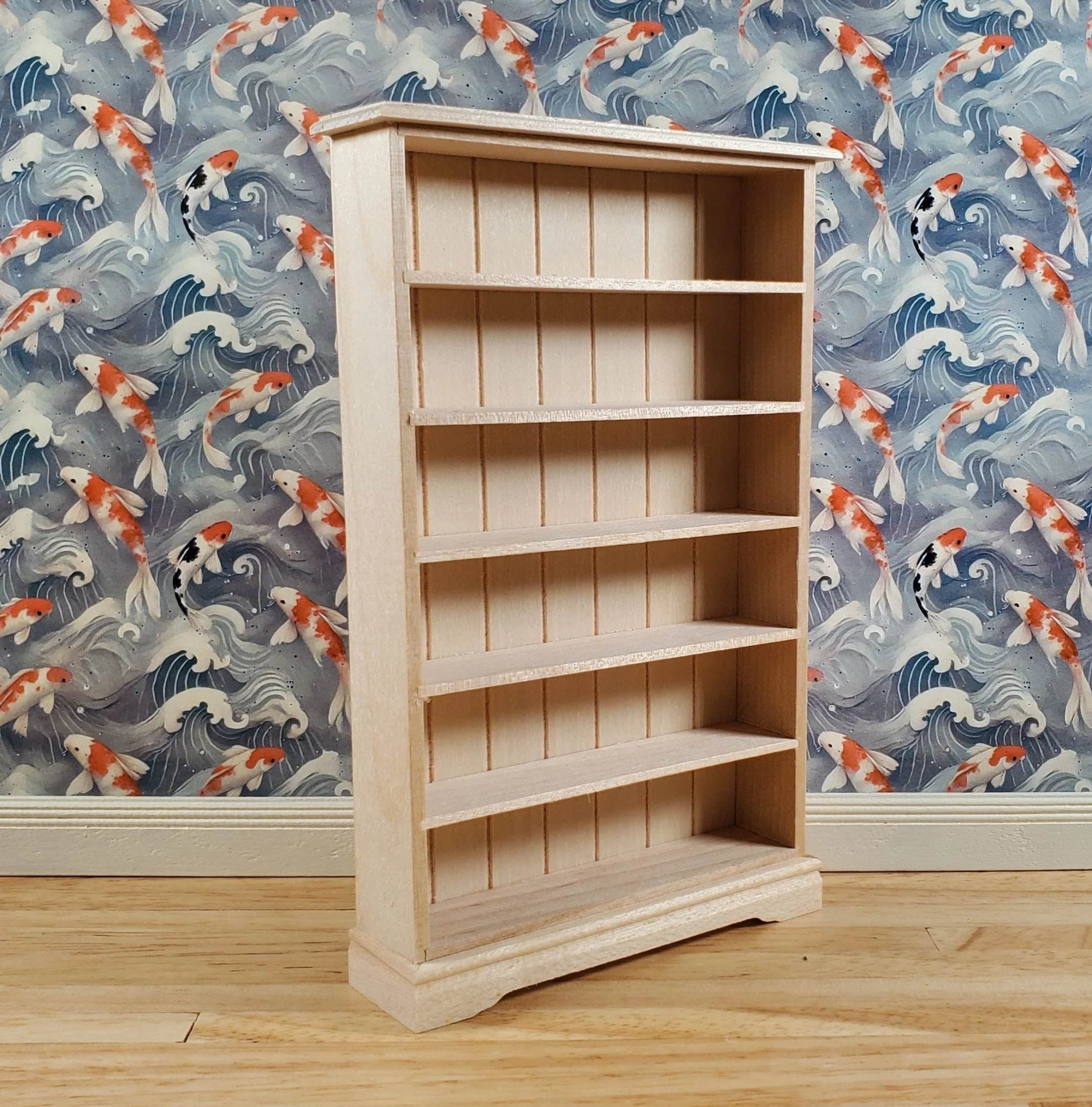 Dollhouse Tall Bookcase Shop Shelves Bookshelf 1:12 Scale Furniture Unpainted