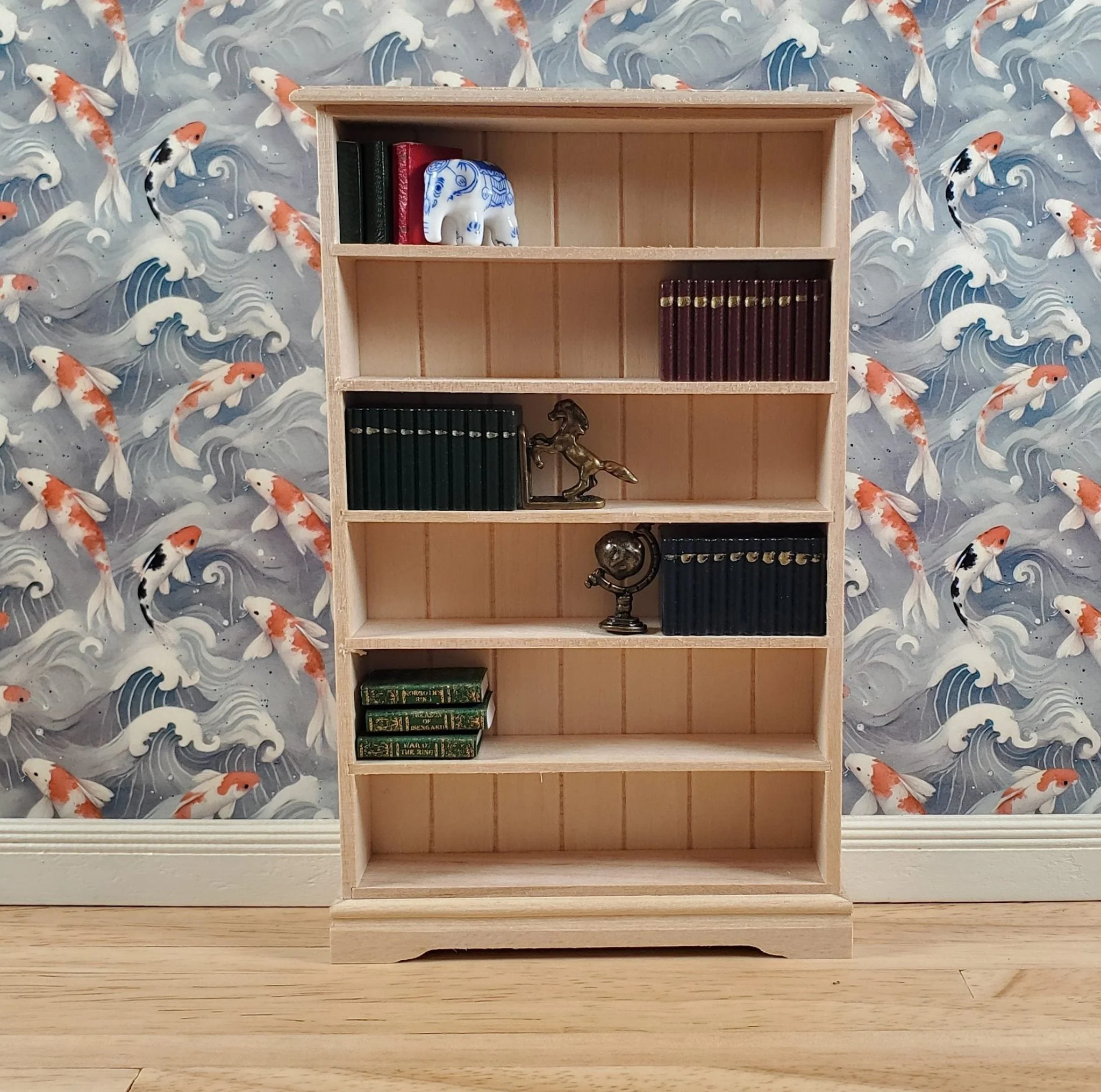 Dollhouse Tall Bookcase Shop Shelves Bookshelf 1:12 Scale Furniture Unpainted - Image 3