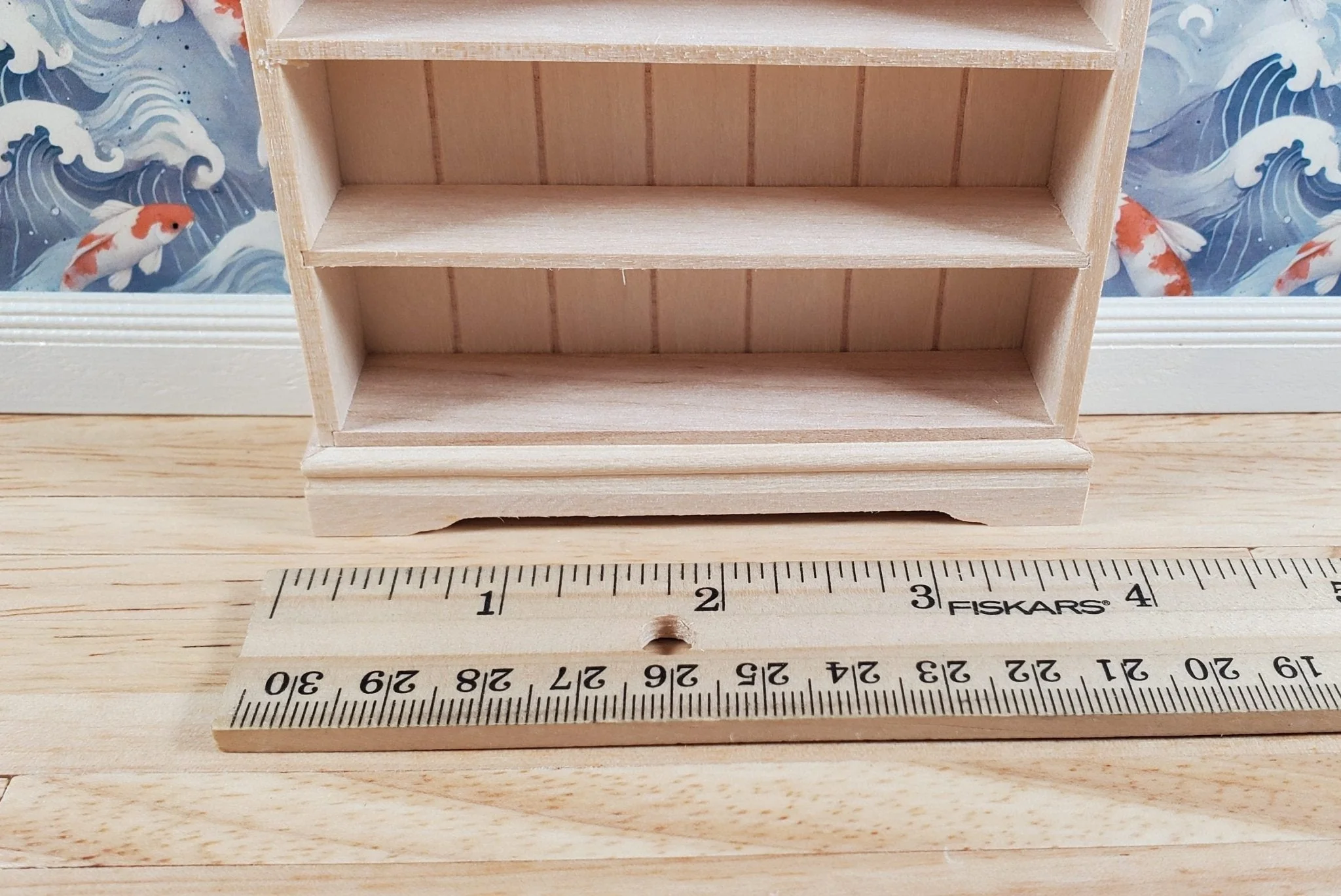Dollhouse Tall Bookcase Shop Shelves Bookshelf 1:12 Scale Furniture Unpainted - Image 4