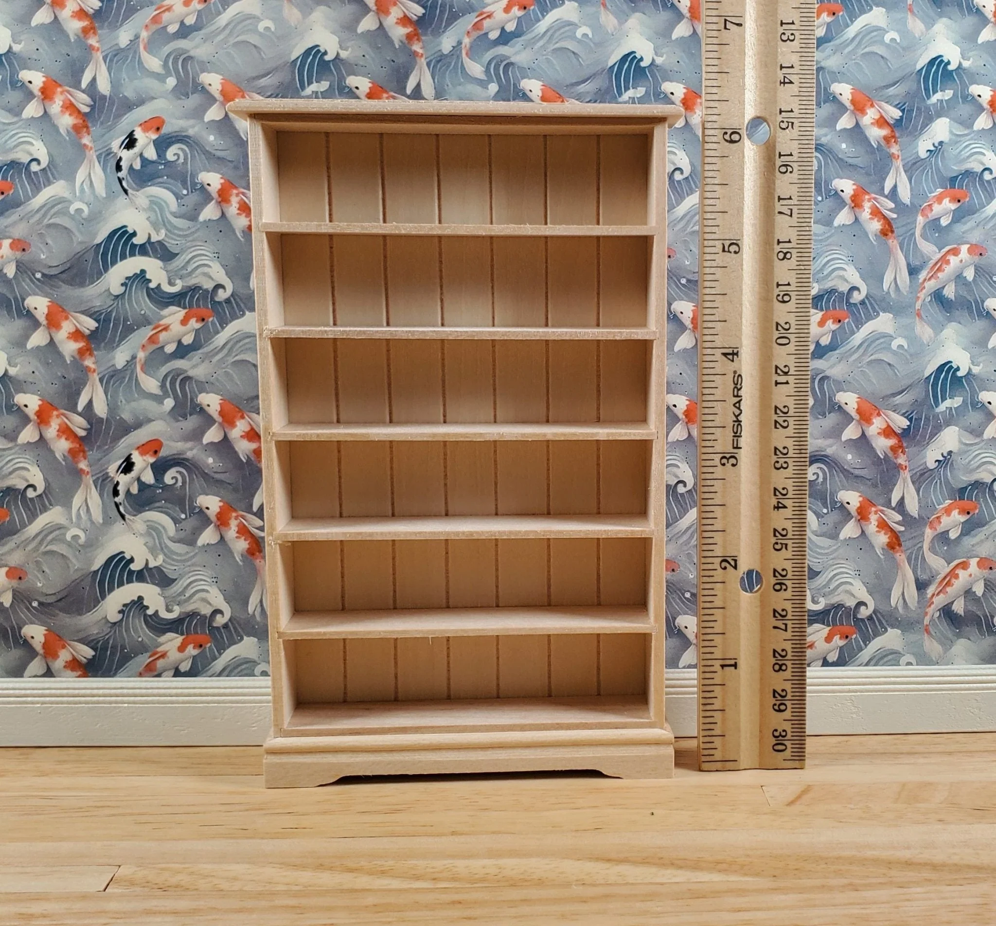 Dollhouse Tall Bookcase Shop Shelves Bookshelf 1:12 Scale Furniture Unpainted - Image 5