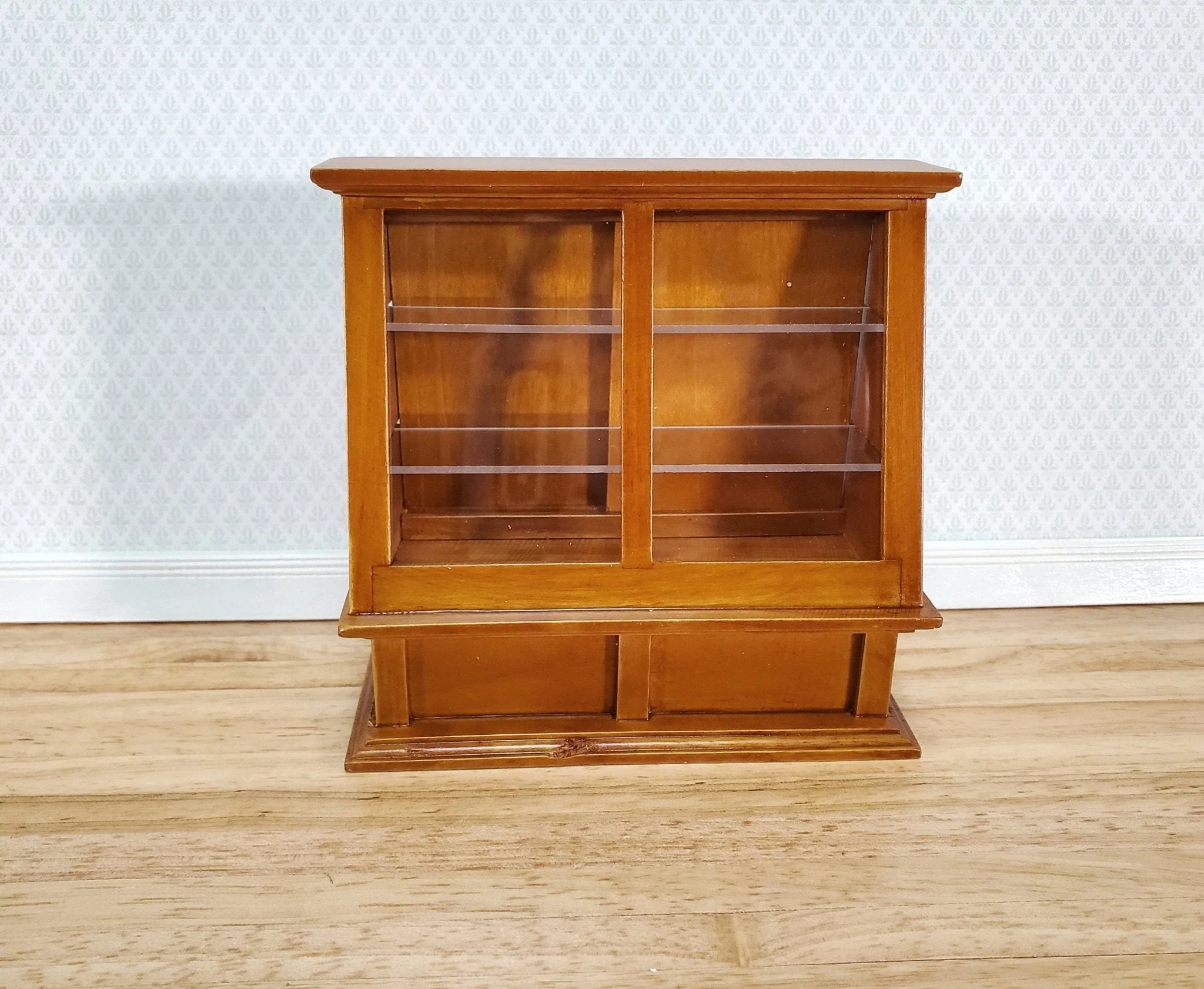 Dollhouse Miniature Tall Display Counter Cabinet for Bakery or Shop 1:12 Scale Furniture in Walnut - Image 2
