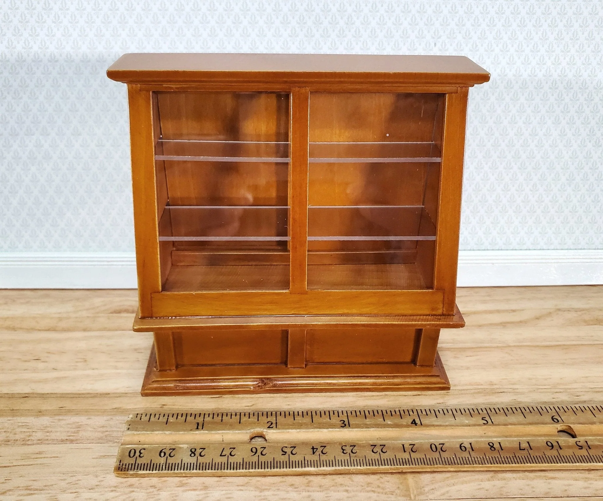 Dollhouse Miniature Tall Display Counter Cabinet for Bakery or Shop 1:12 Scale Furniture in Walnut - Image 6