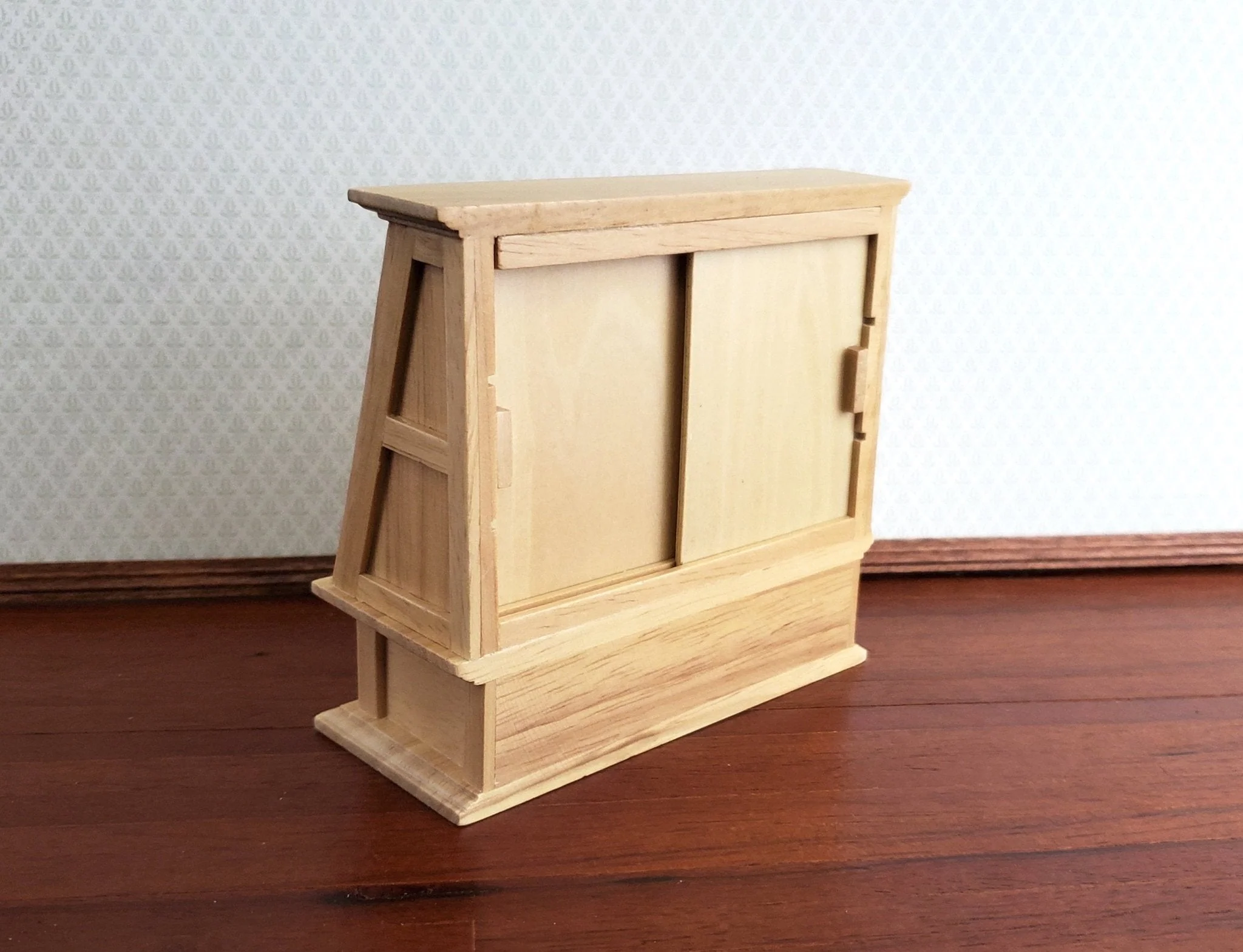 Dollhouse Miniature Tall Display Counter Cabinet for Bakery or Shop 1:12 Scale Furniture Light Oak - Image 3