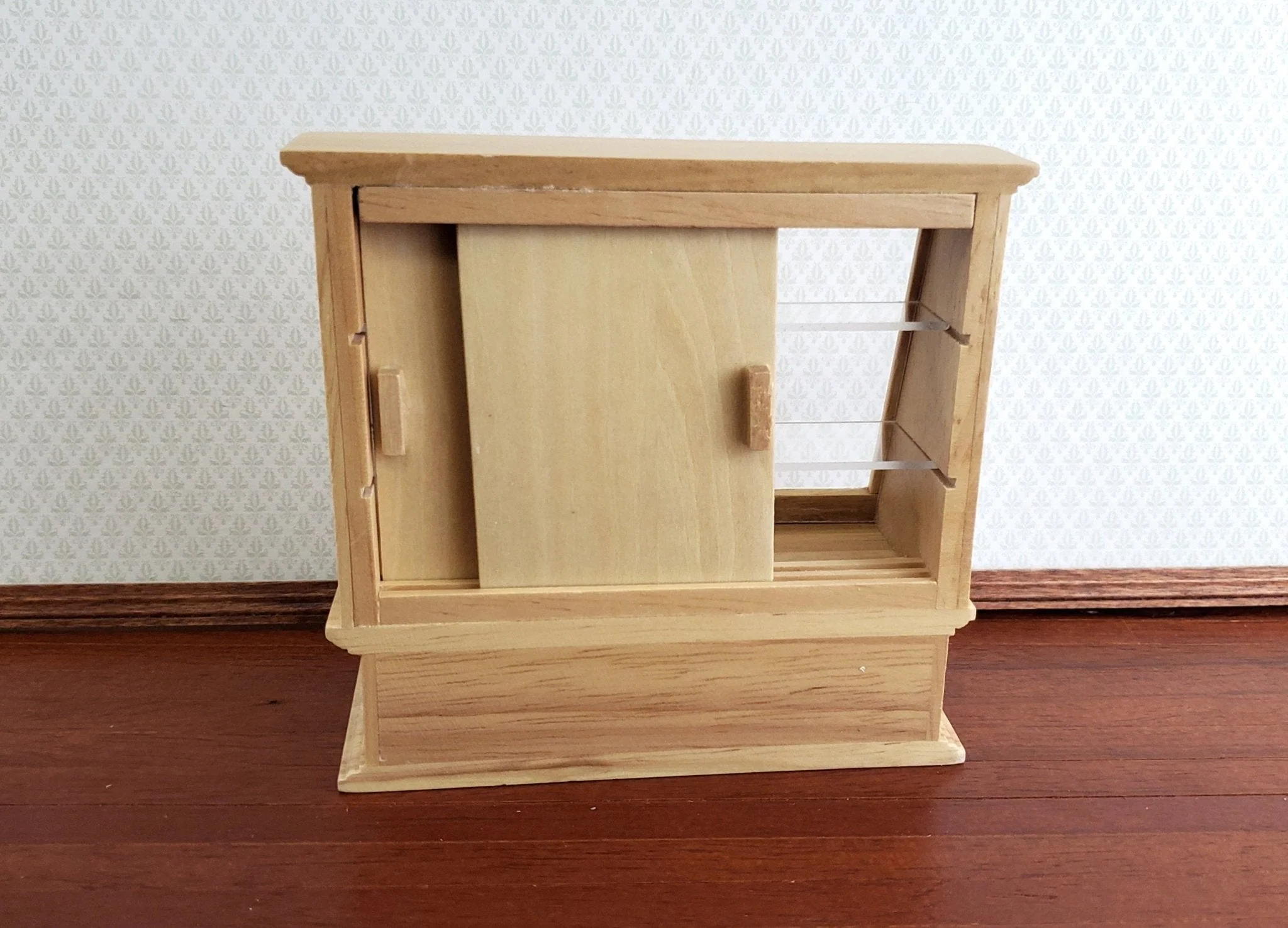 Dollhouse Miniature Tall Display Counter Cabinet for Bakery or Shop 1:12 Scale Furniture Light Oak - Image 4