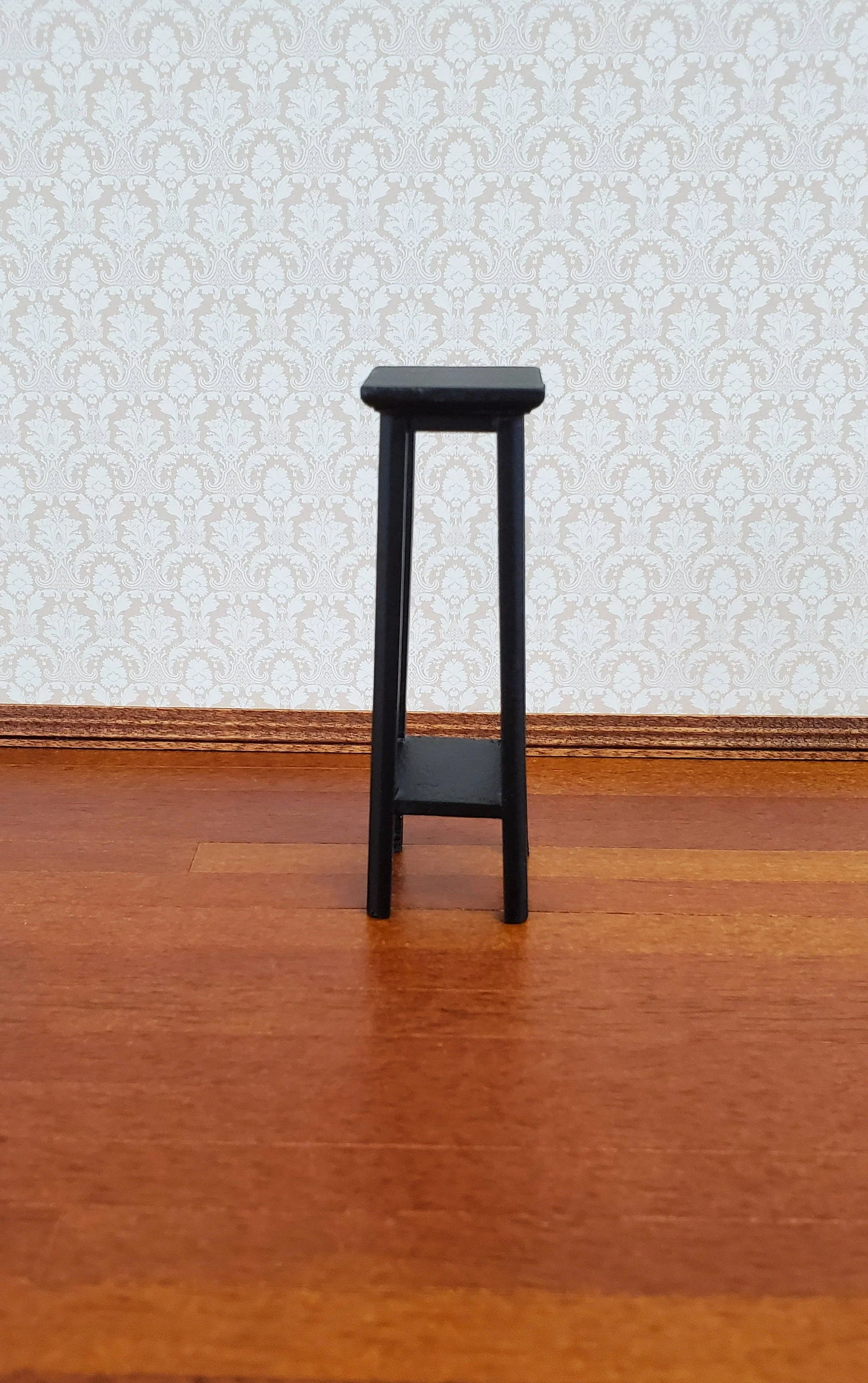 Dollhouse Miniature Tall Fern or Plant Stand Wood Black 1:12 Scale Furniture - Image 2