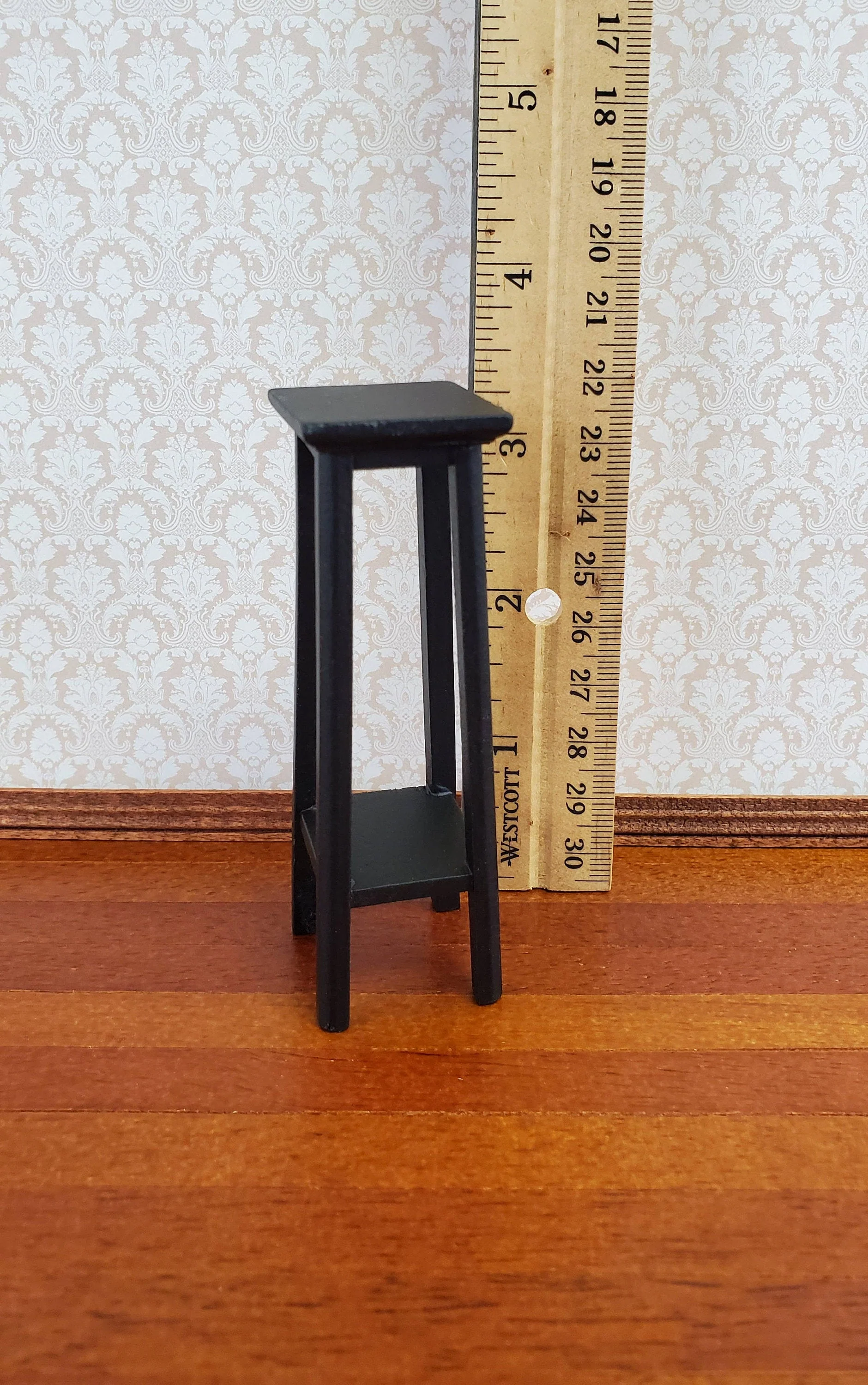 Dollhouse Miniature Tall Fern or Plant Stand Wood Black 1:12 Scale Furniture - Image 3