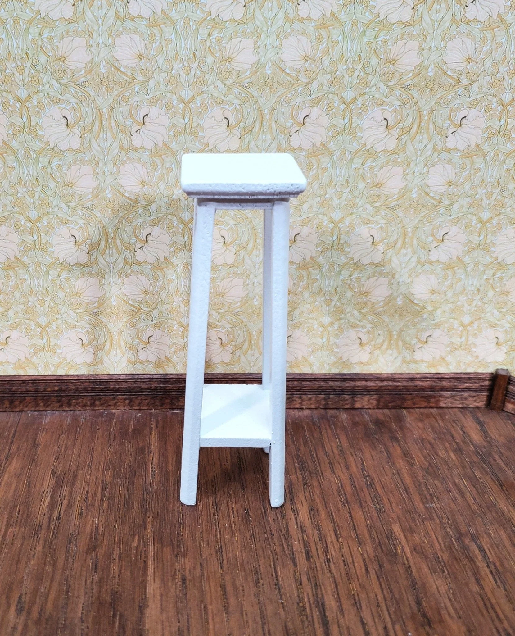 Dollhouse Miniature Tall Fern or Plant Stand Wood White 1:12 Scale Furniture - Image 3