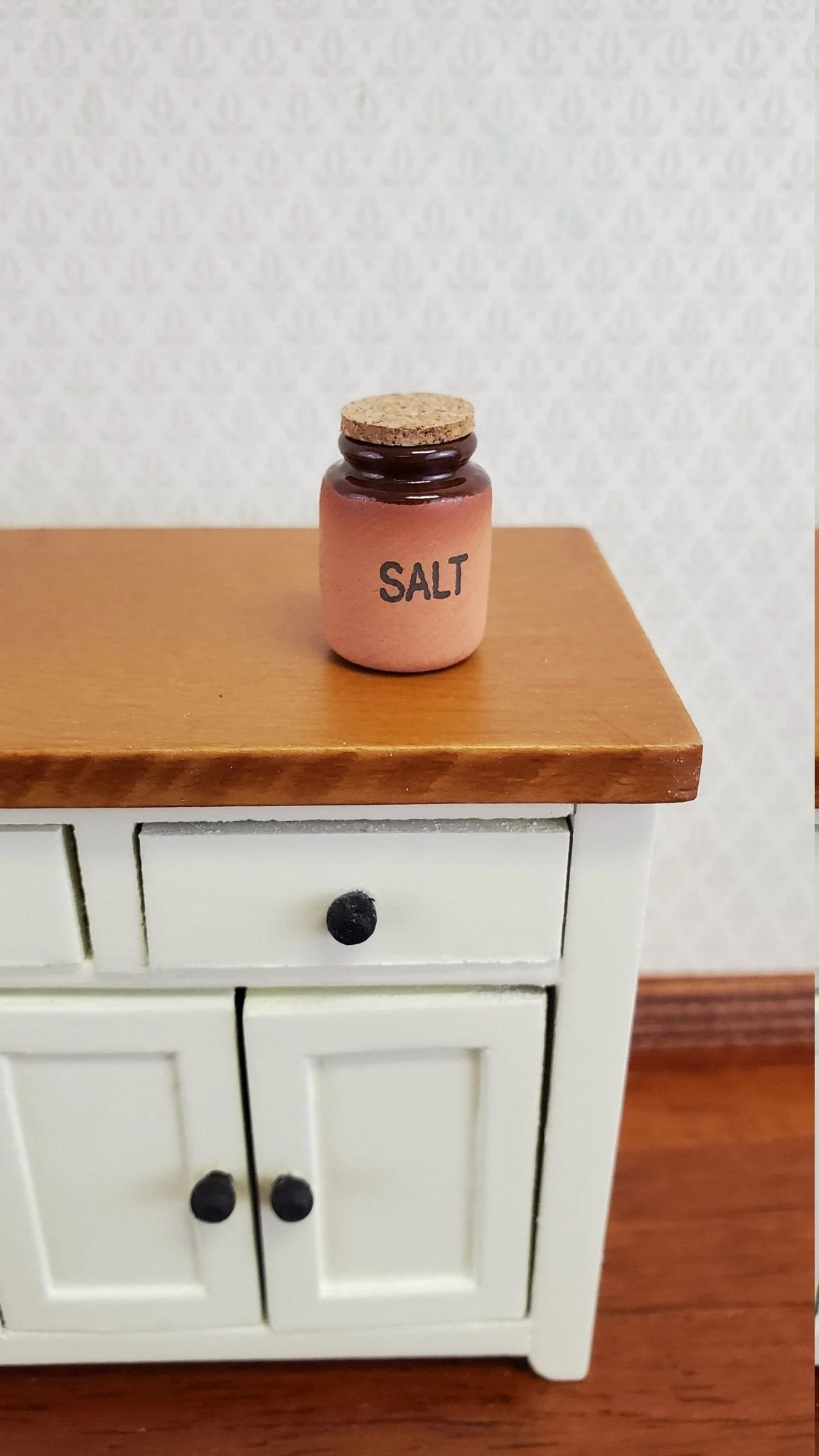 Dollhouse Miniature Terra Cotta SALT Bin with Cork Top 1:12 Scale Handmade Kitchen