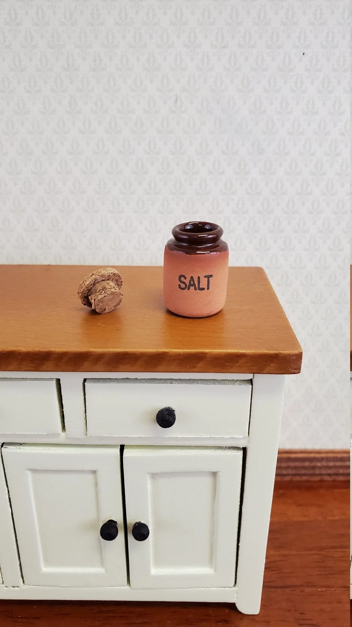 Dollhouse Miniature Terra Cotta SALT Bin with Cork Top 1:12 Scale Handmade Kitchen - Image 2