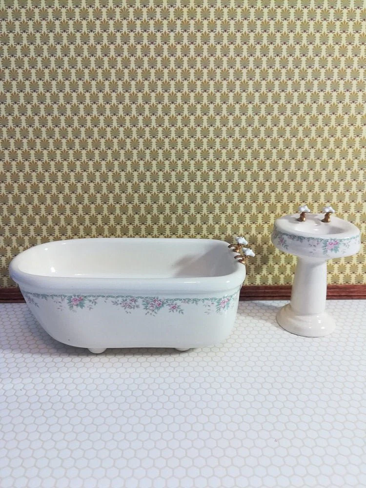 Dollhouse Miniature Tile Flooring Faux White Hexagon Textured 1:12 Scale for Kitchen or Bathroom - Image 4