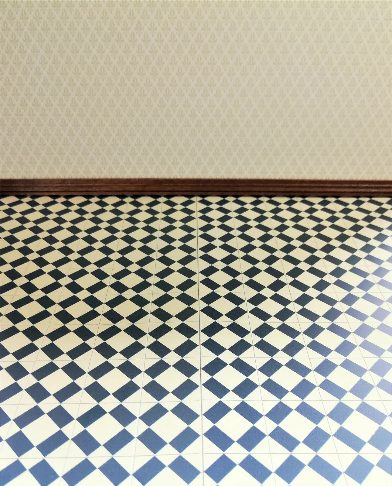 Dollhouse Miniature Tile Flooring Sheet Blue & Cream 1:12 Scale Break Off Pieces - Image 2