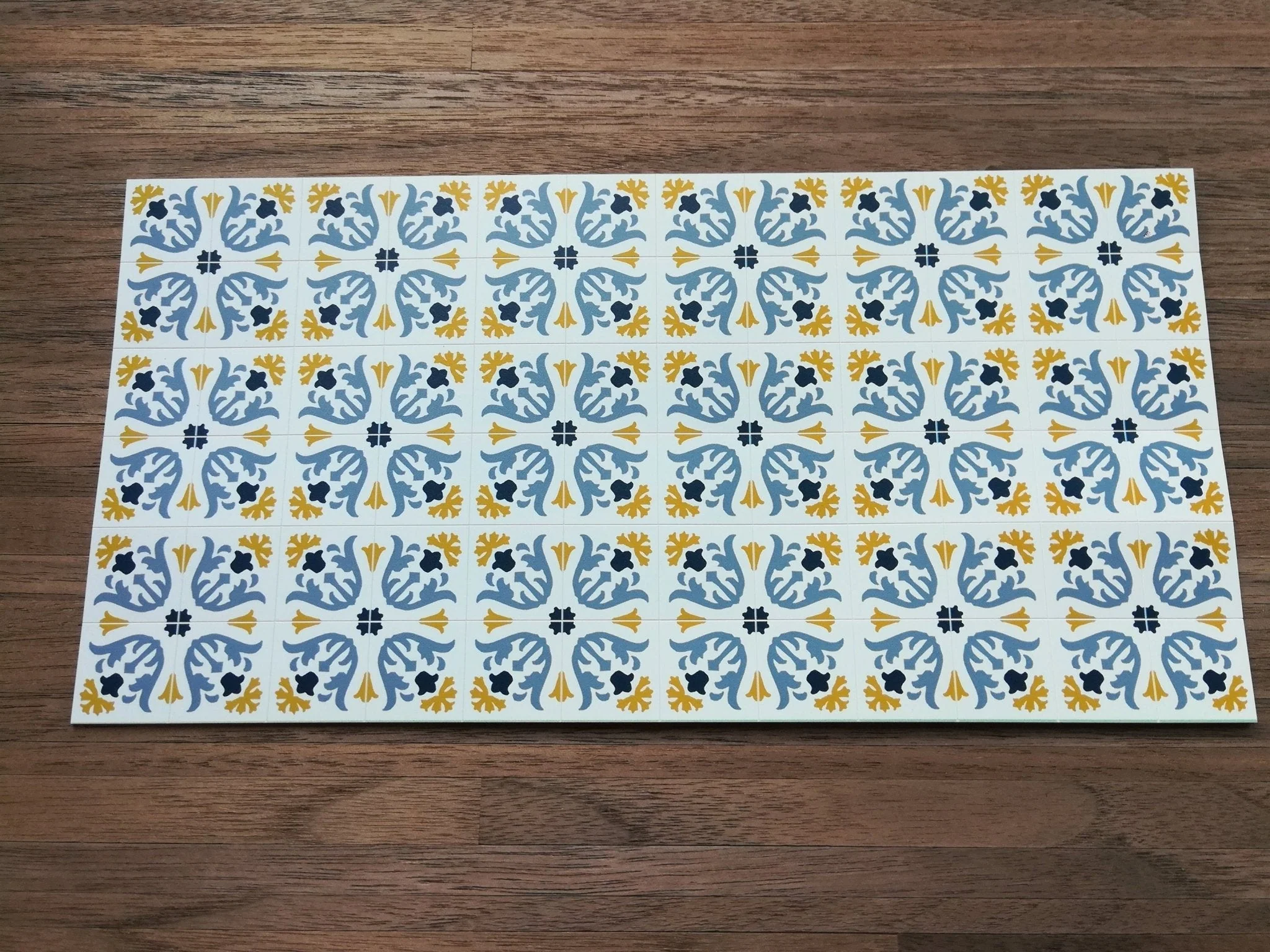 Dollhouse Miniature Tile Flooring Sheet Blue & Gold Tulips 1:12 Scale Break Off Pieces - Image 2