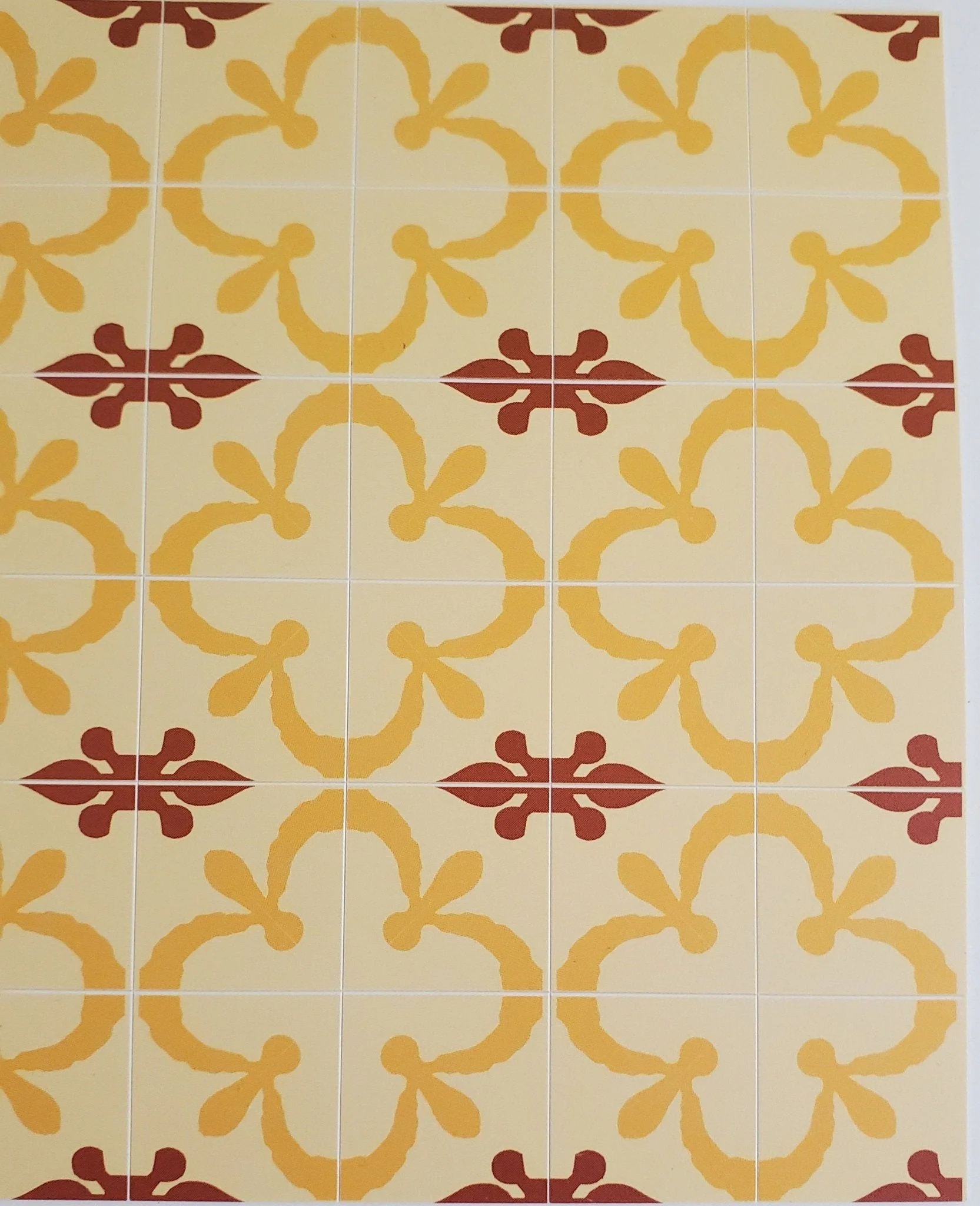Dollhouse Miniature Tile Flooring Sheet Gold Maroon 1:12 Scale Break Off Pieces - Image 4
