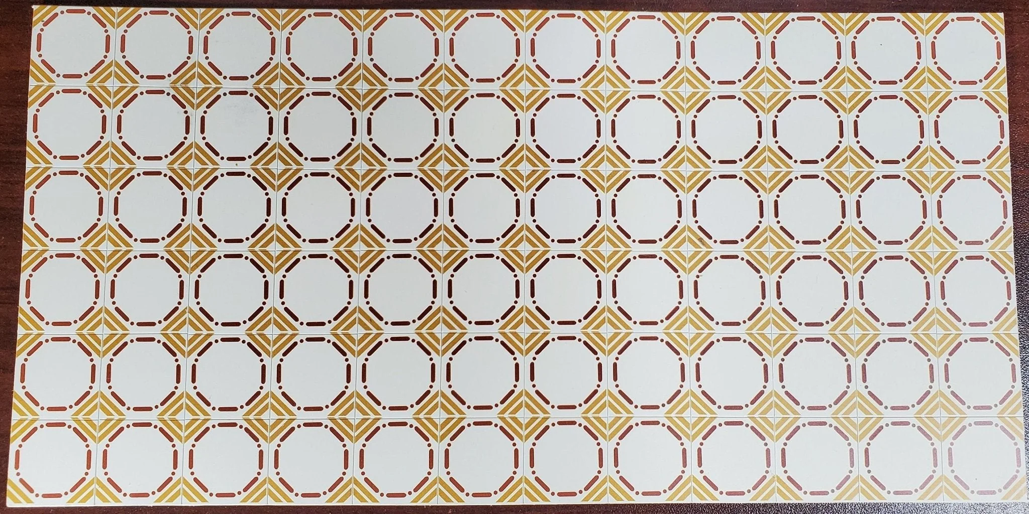 Dollhouse Miniature Tile Flooring Sheet Gold Maroon Cream 1:12 Scale Break Off Pieces