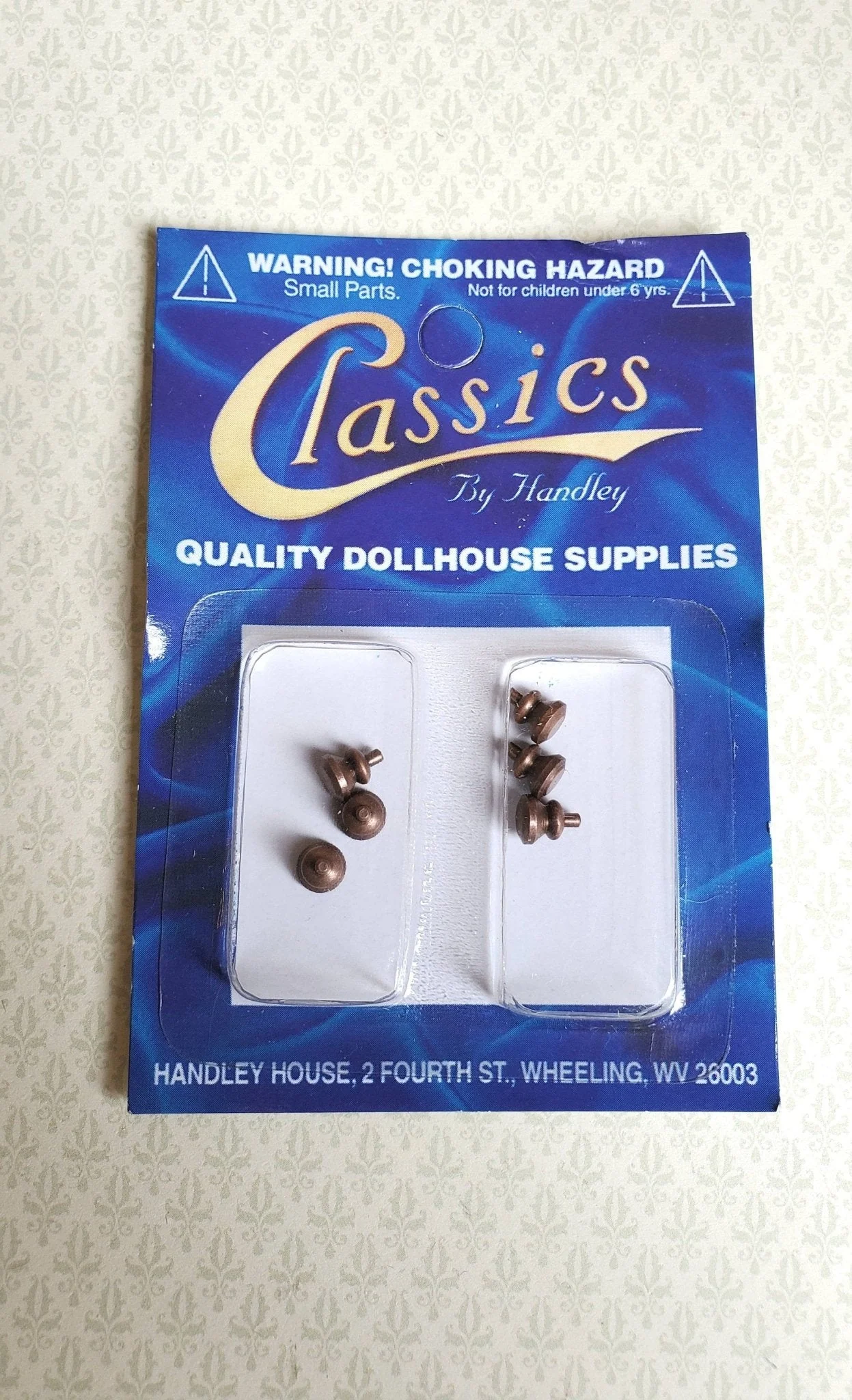 Dollhouse Miniature Tiny Bronze Knobs Metal for Door or Drawer Pulls Set of 6 1:12 Scale or Fairy Garden