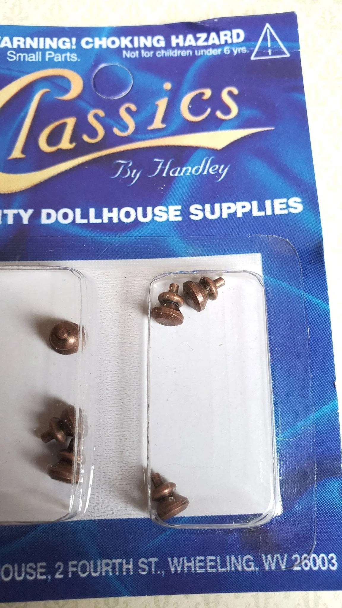 Dollhouse Miniature Tiny Bronze Knobs Metal for Door or Drawer Pulls Set of 6 1:12 Scale or Fairy Garden - Image 2