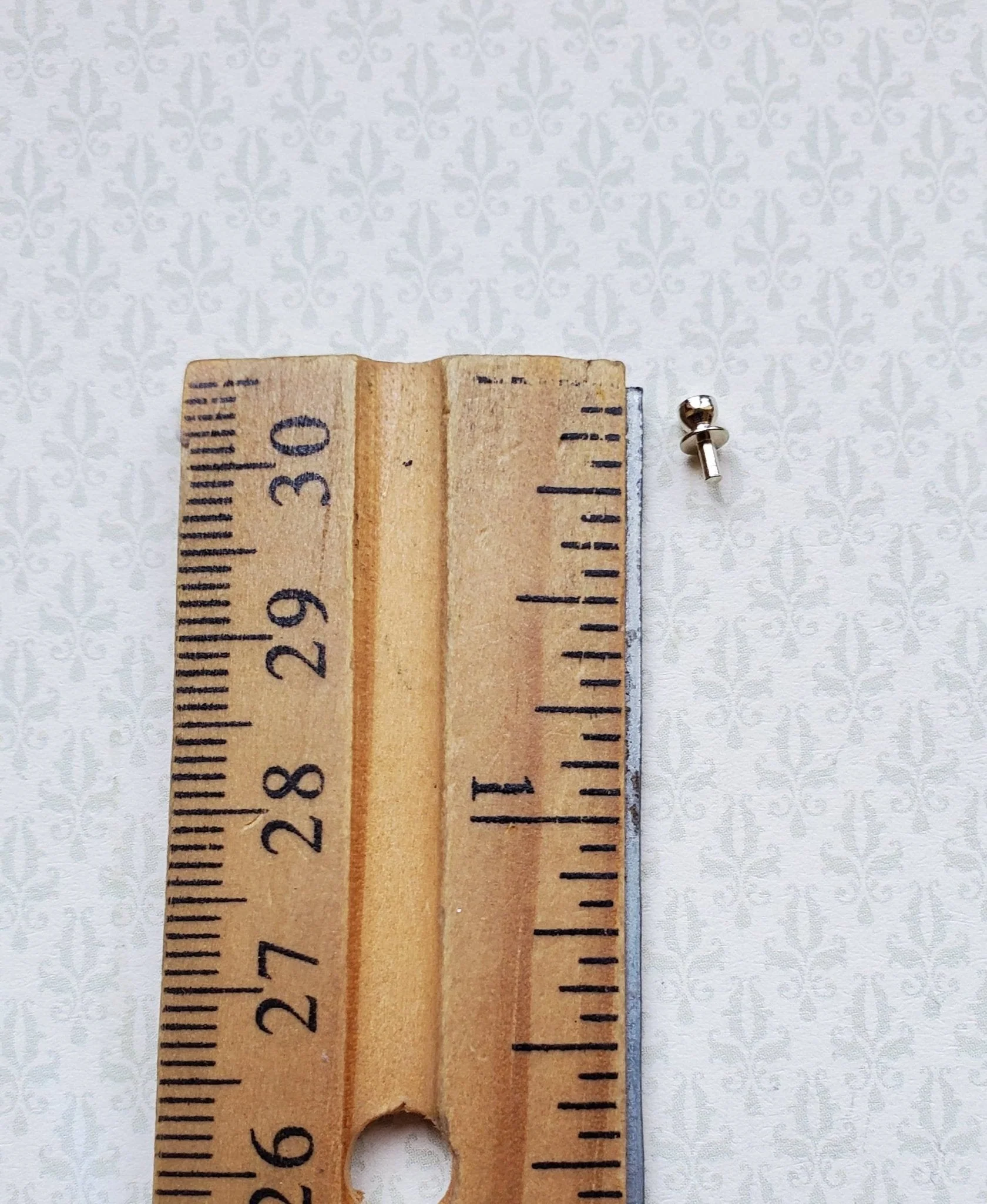 Dollhouse Miniature Tiny Gold Brass Knobs Drawer Pulls Set of 6 1:12 Scale Houseworks 1112 - Image 2