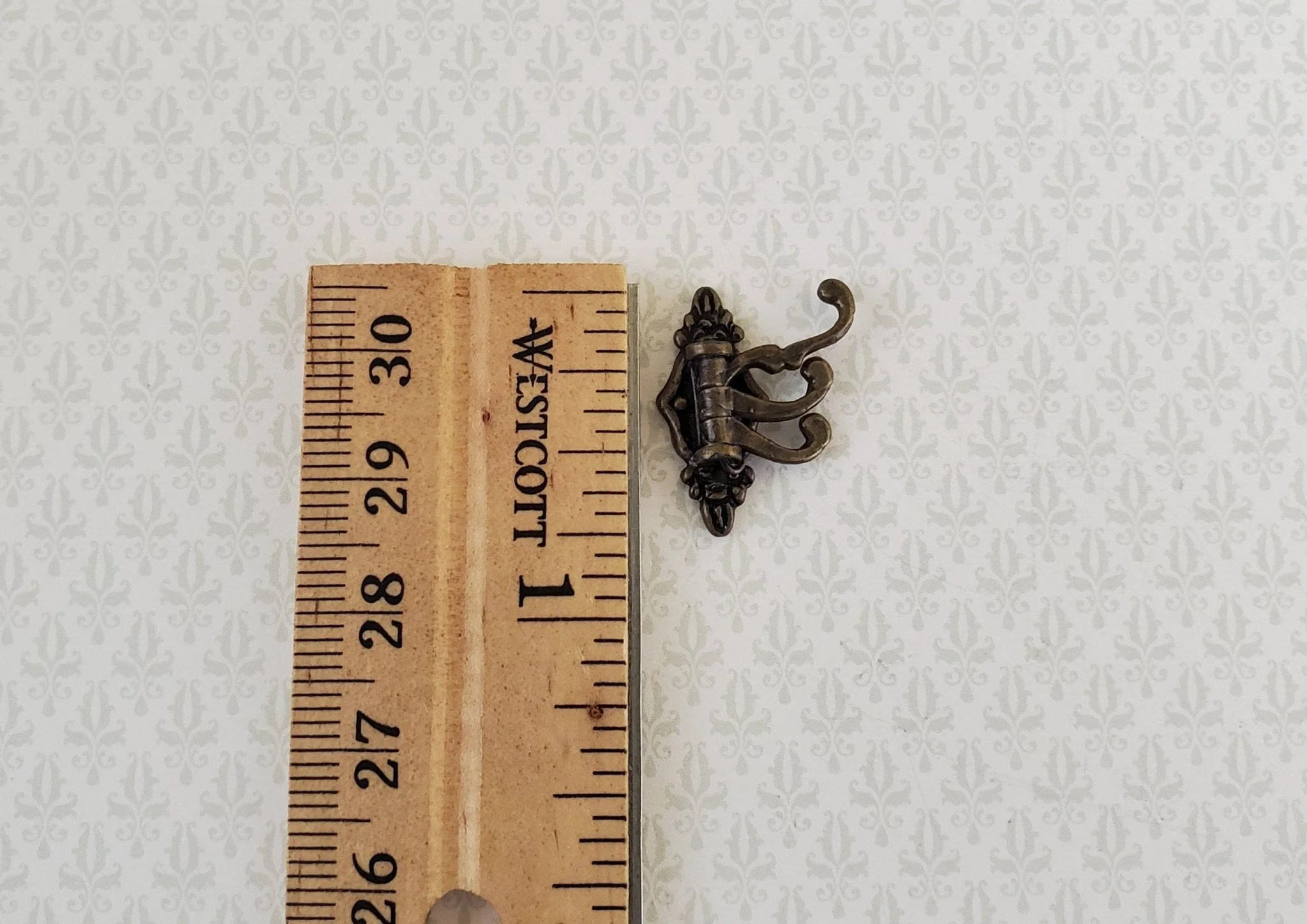 Dollhouse Miniature Triple Hook Moveable Hats Ties 1:12 Scale Antique Bronze Finish - Image 4