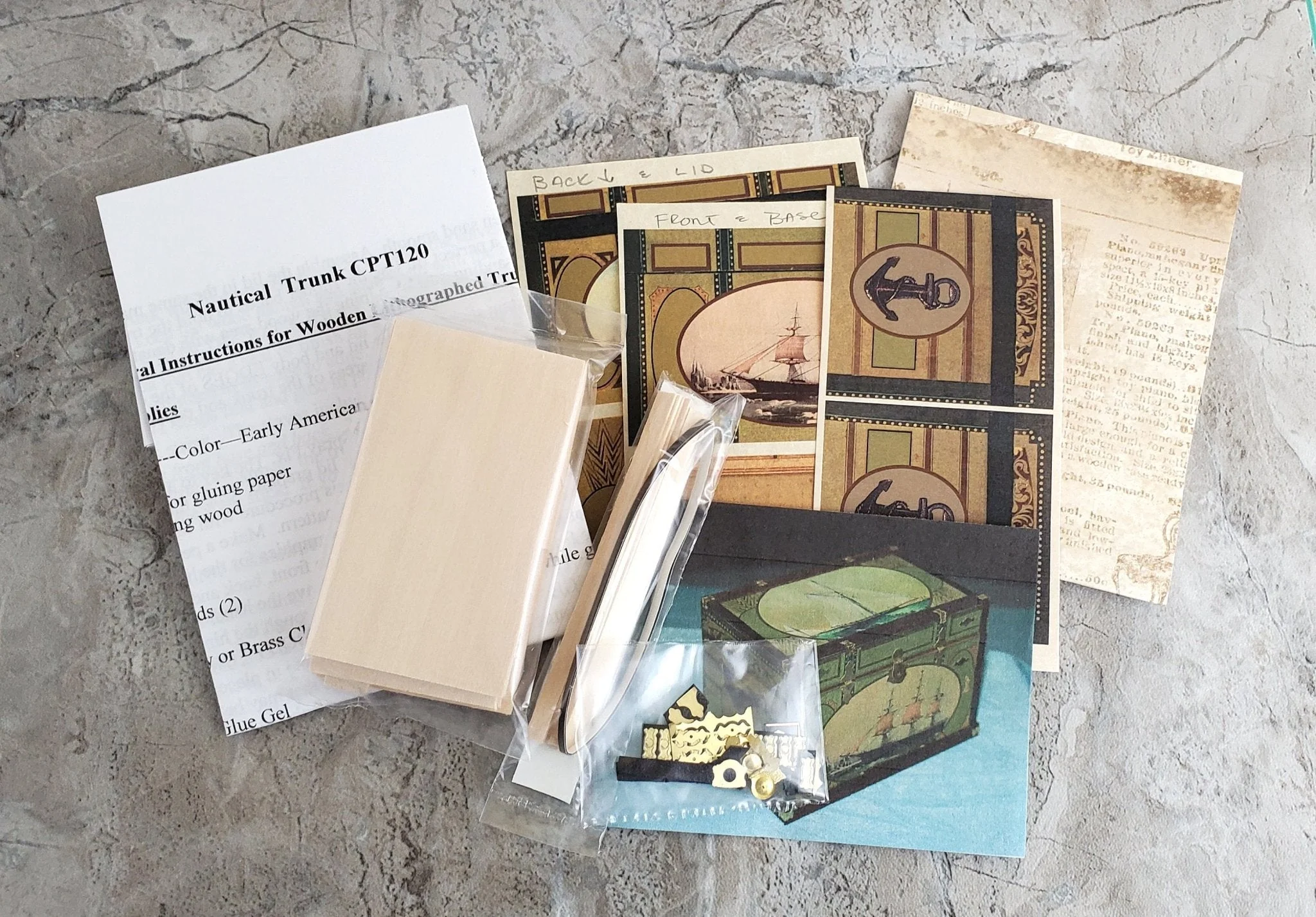 Dollhouse Miniature Trunk Kit Nautical Tall Ship Antique Style 1:12 Scale Furniture - Image 3
