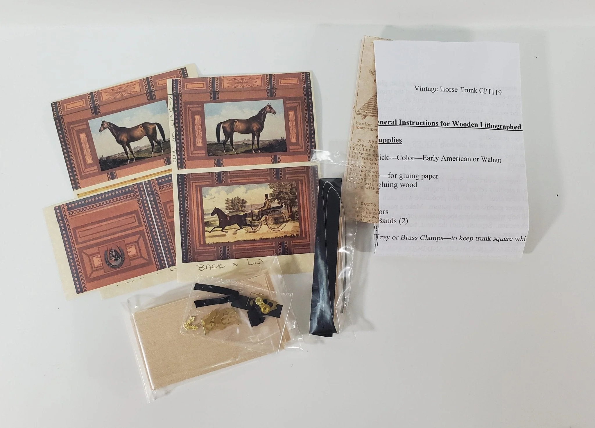 Dollhouse Miniature Trunk KIT Vintage Horse Theme 1:12 Scale Miniature Furniture - Image 3