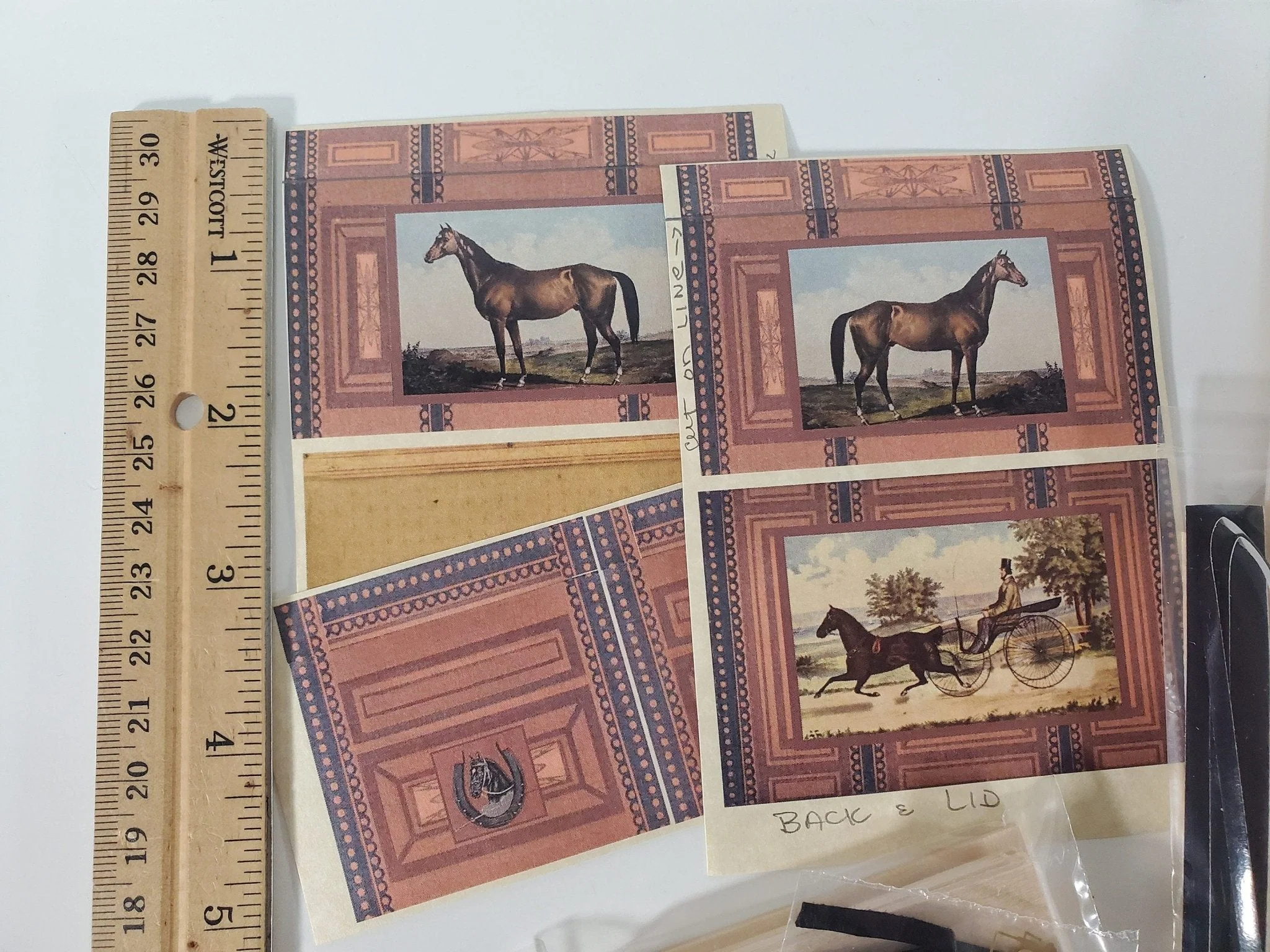 Dollhouse Miniature Trunk KIT Vintage Horse Theme 1:12 Scale Miniature Furniture - Image 4