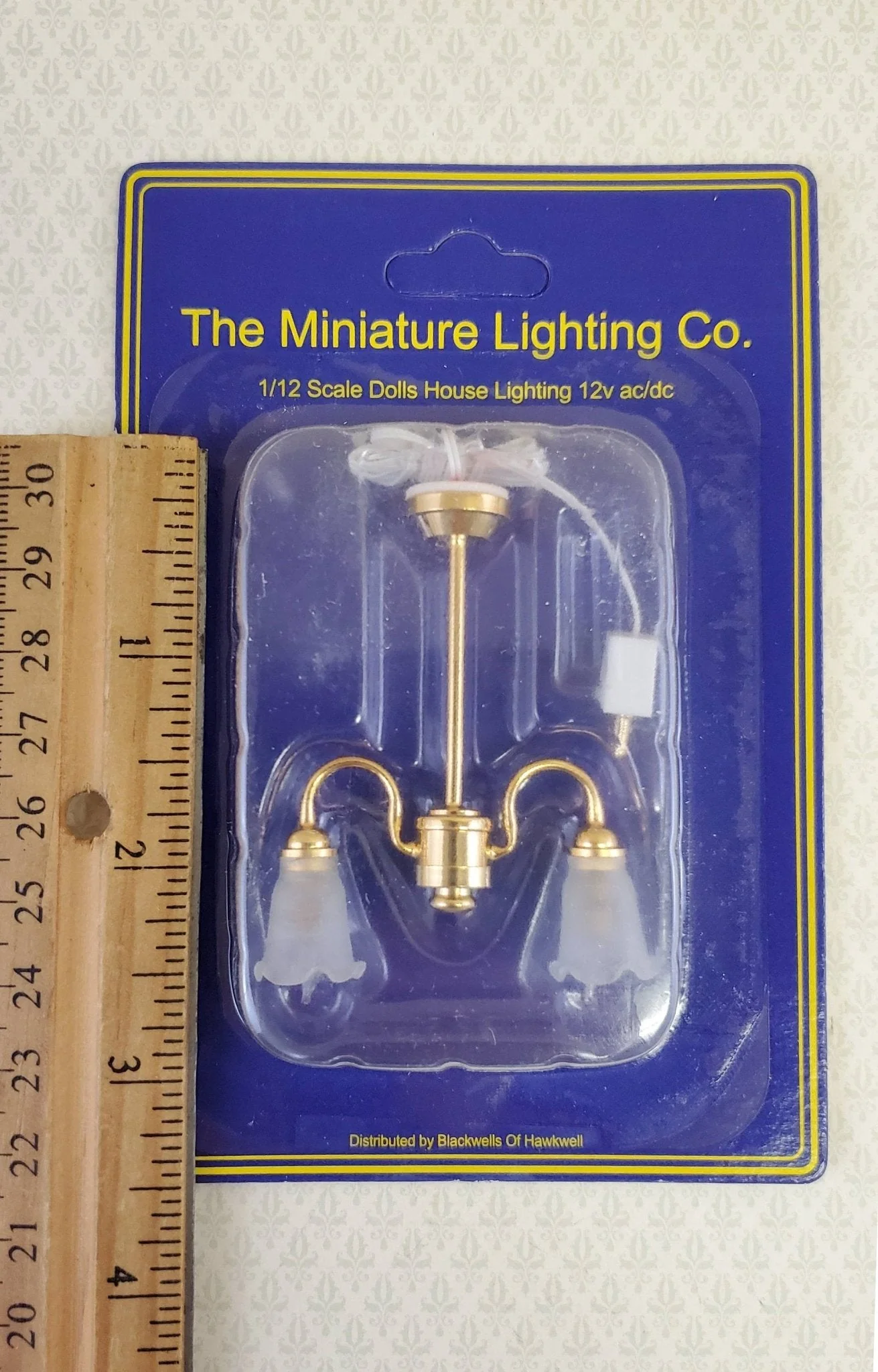 Dollhouse Miniature Tulip Chandelier Light Hanging 2 Arm Down Electric 1:12 Scale 12 Volt - Image 2
